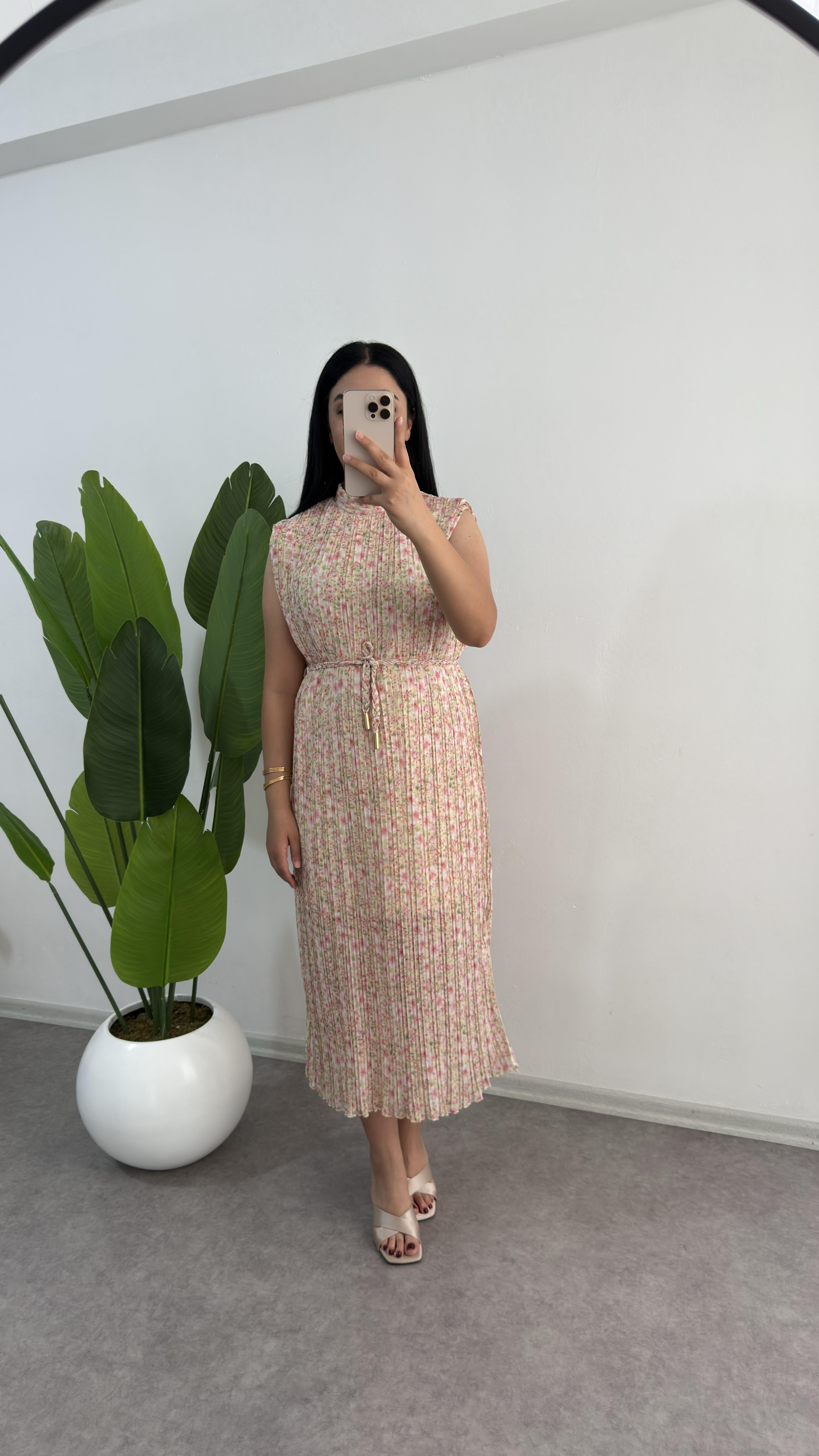 Çiçekli Cahence Renkli Elbise 