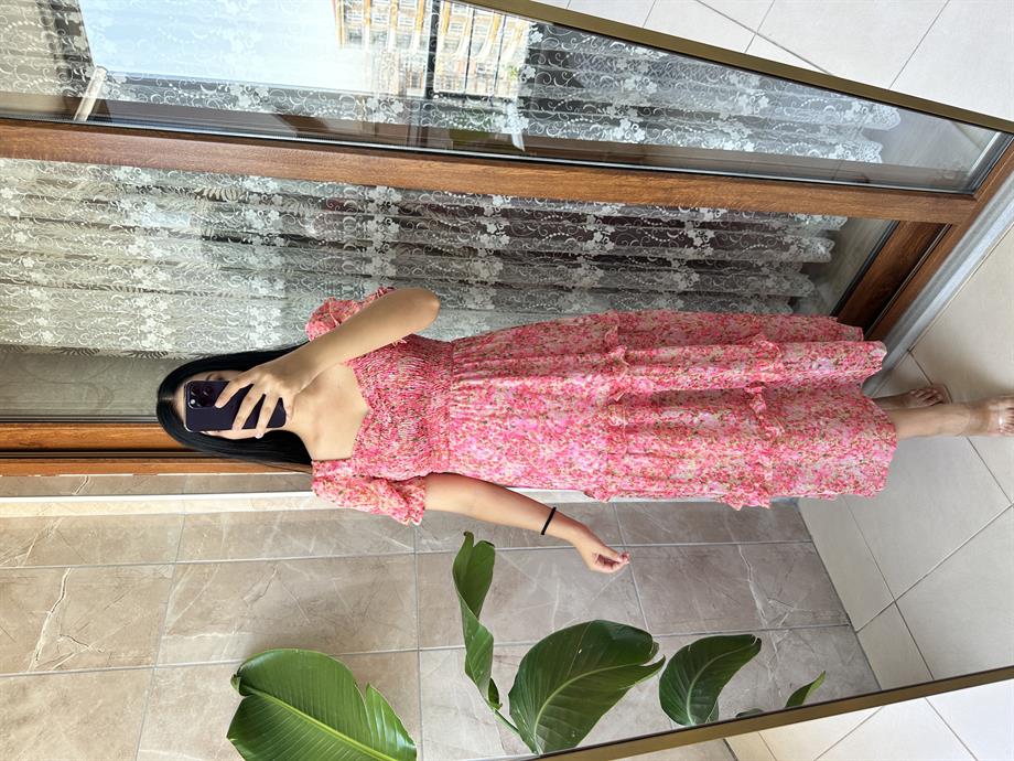 Çiçekli şifon elbise 