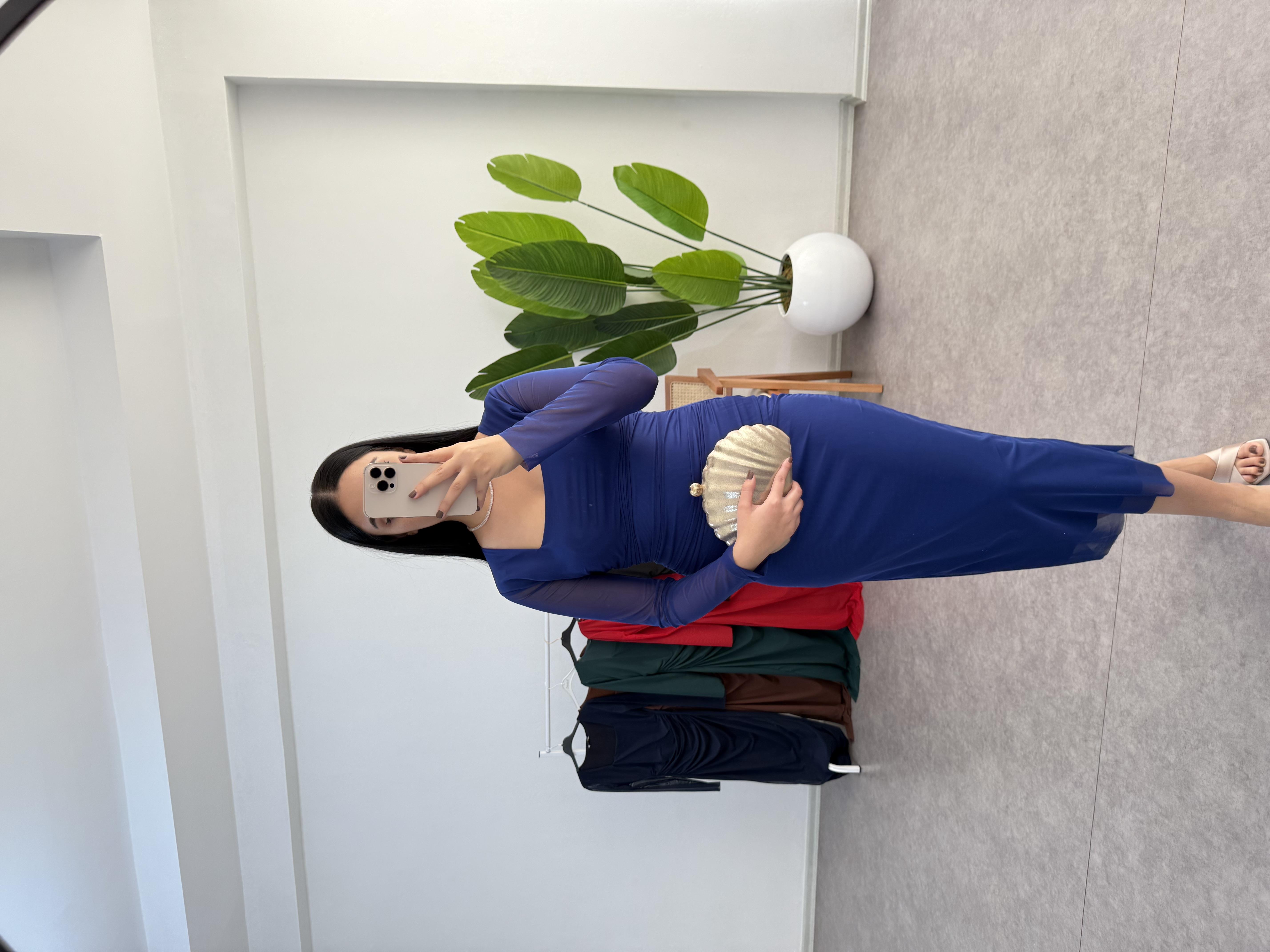 Elle Mavi Tül Elbise 