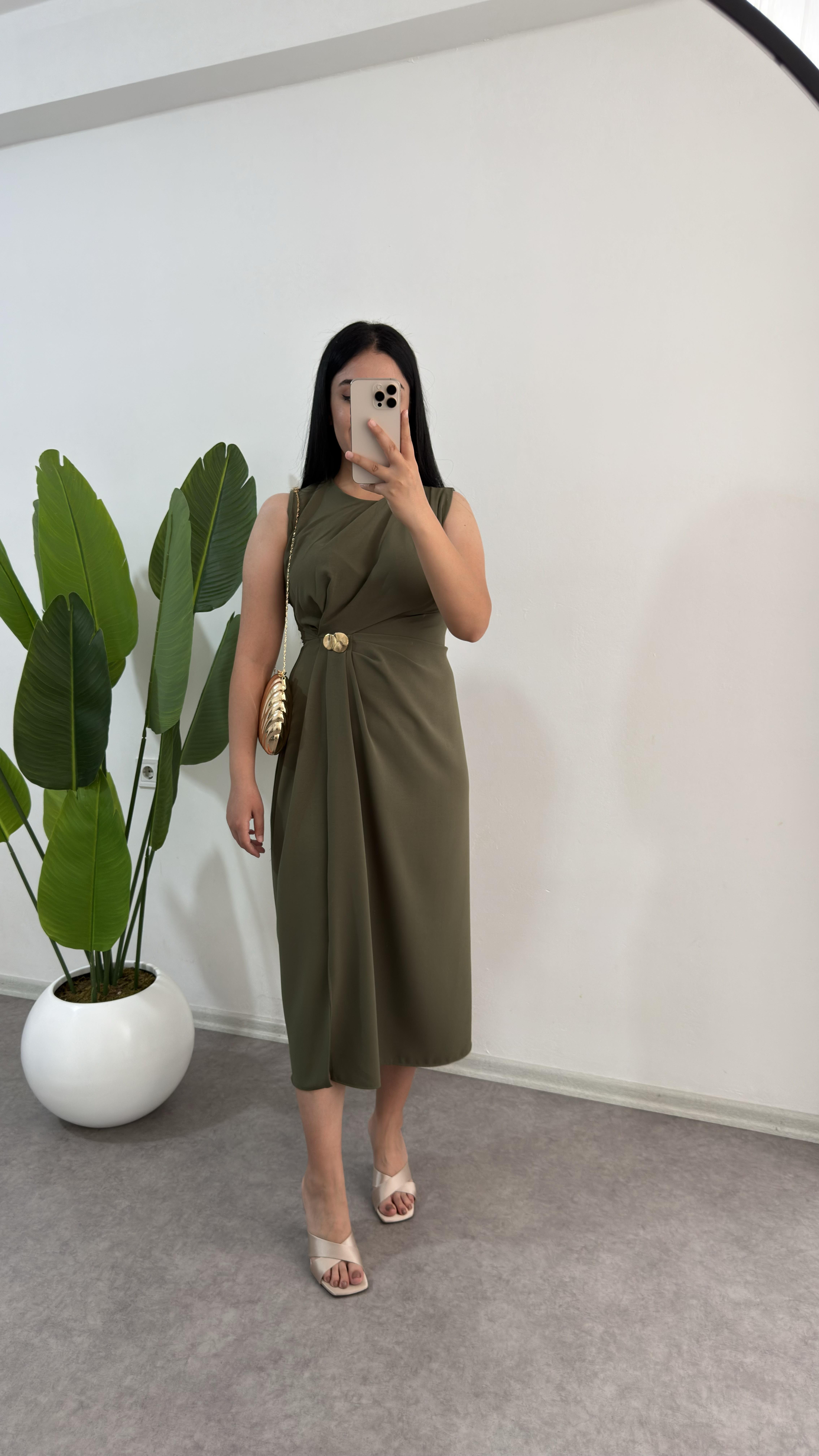 Haki Yeşili Lisa Elbise