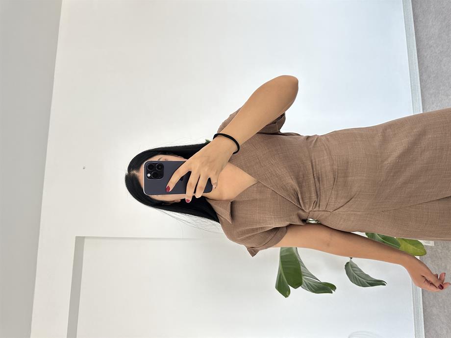 Keten kruvaze elbise