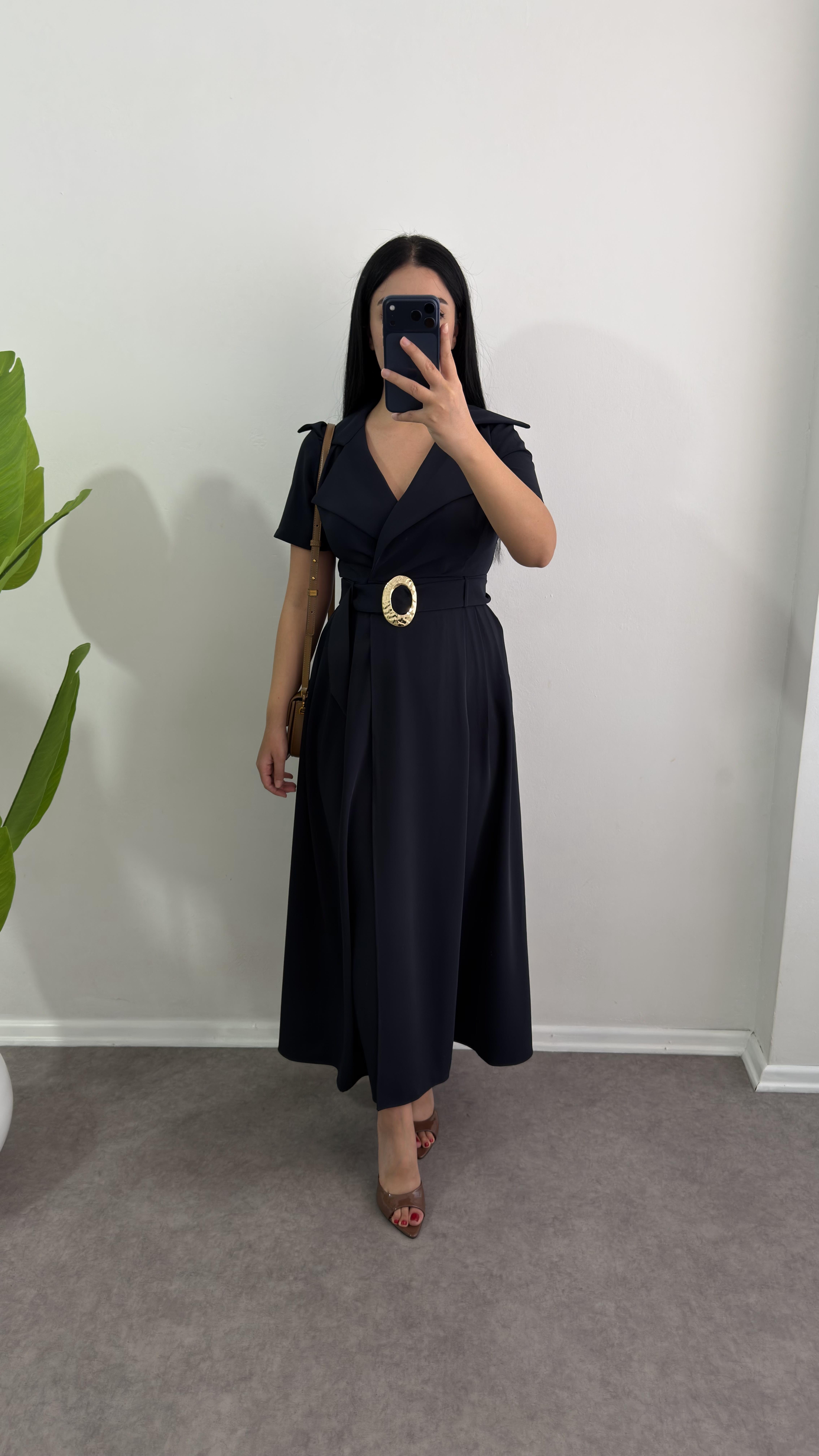 Lasa Lacivert Maxsi Elbise