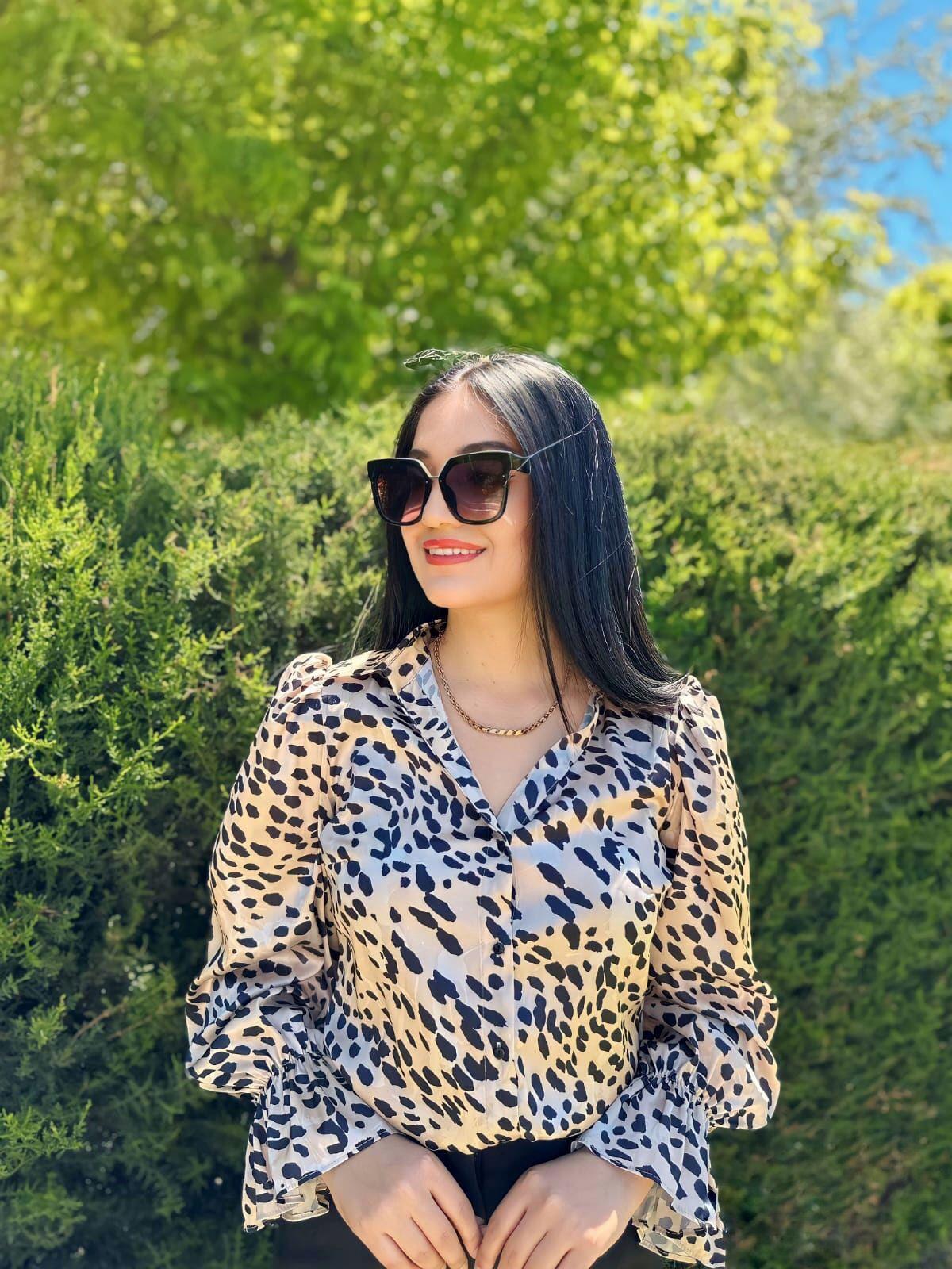 LEOPAR DESEN SATEN BLUZ