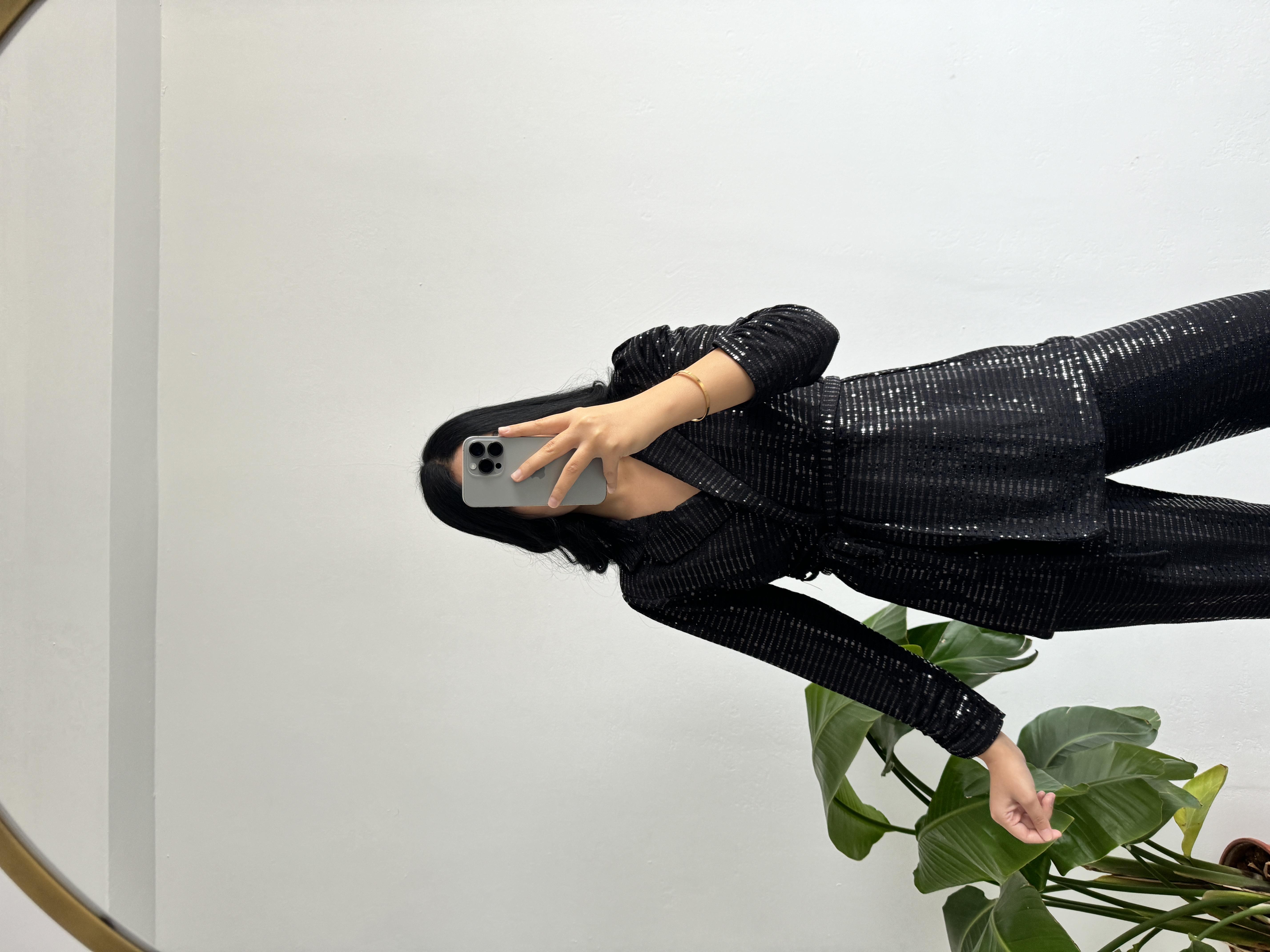 Payetli siyah takım