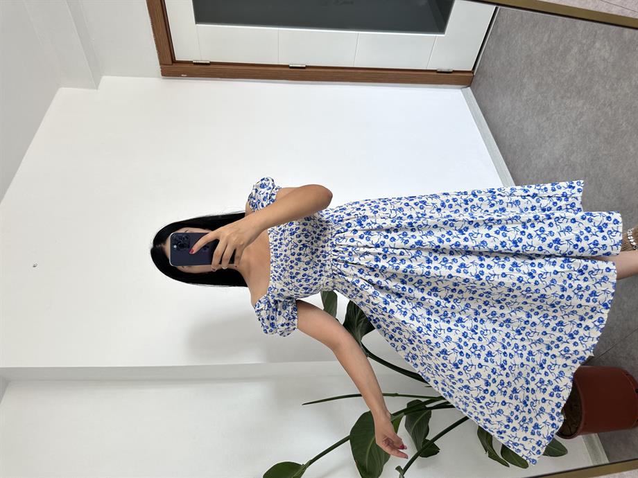 Poplin mavi elbise