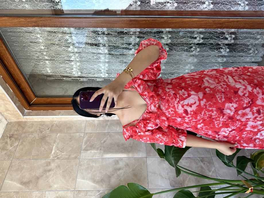 Şifon elbise çiçekli