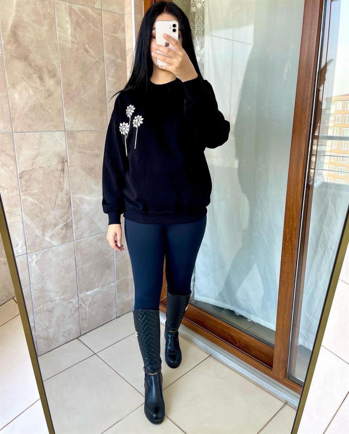 TAŞ DETAYLI 3 İPLİK SWEAT