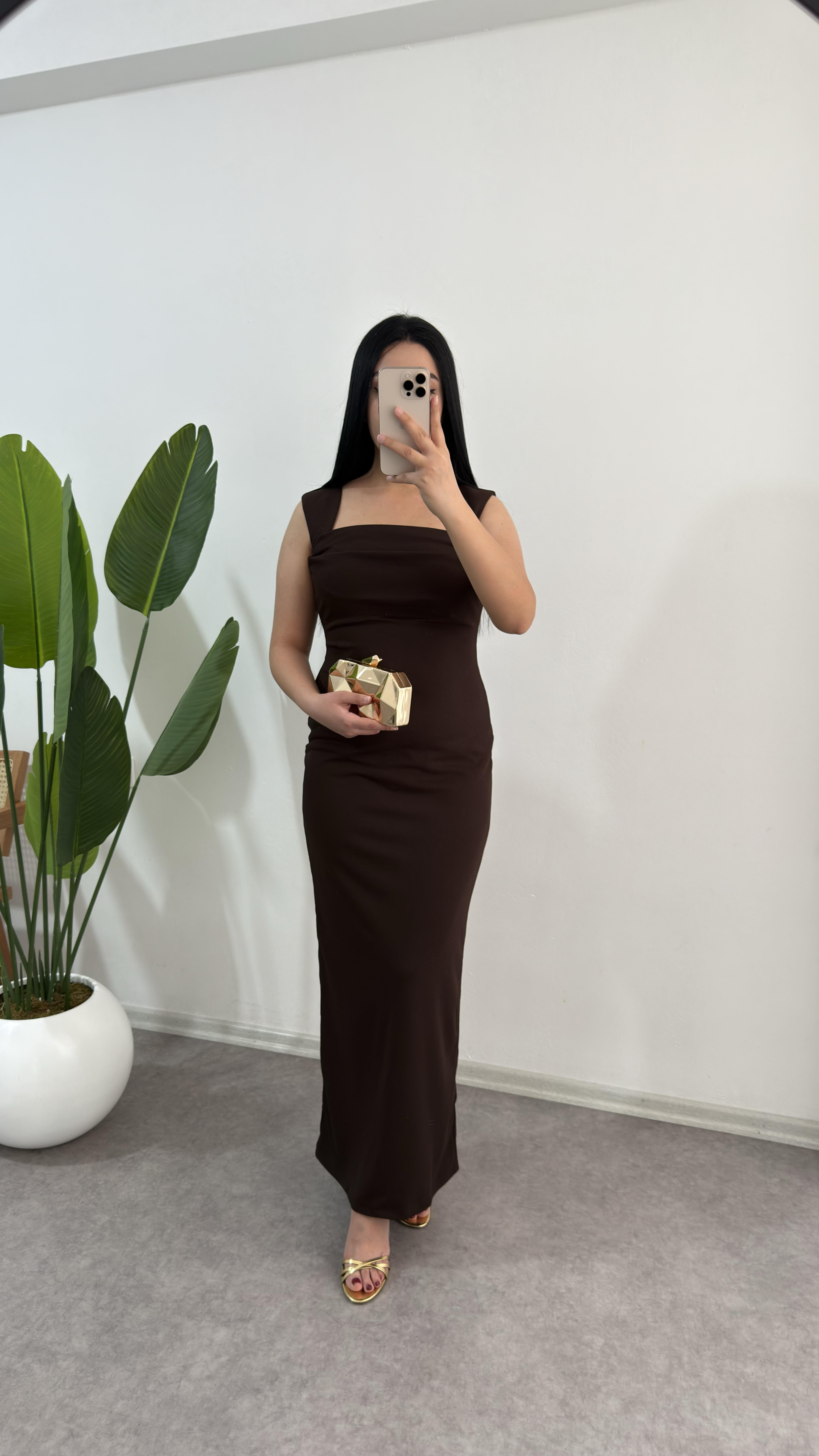 Acı Kahve Maxi Lore Elbise