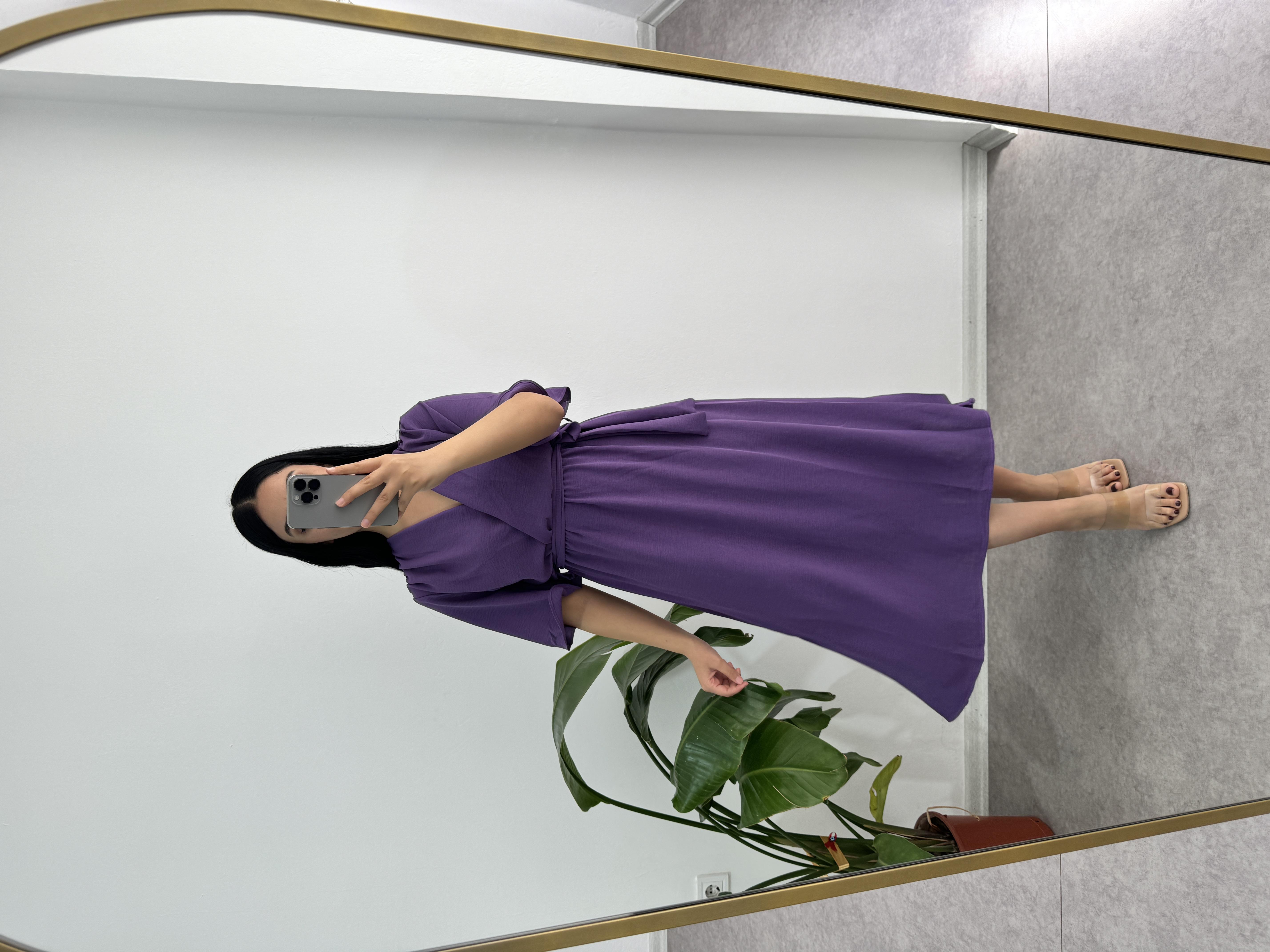 Aerobin Kumaş Mor Elbise