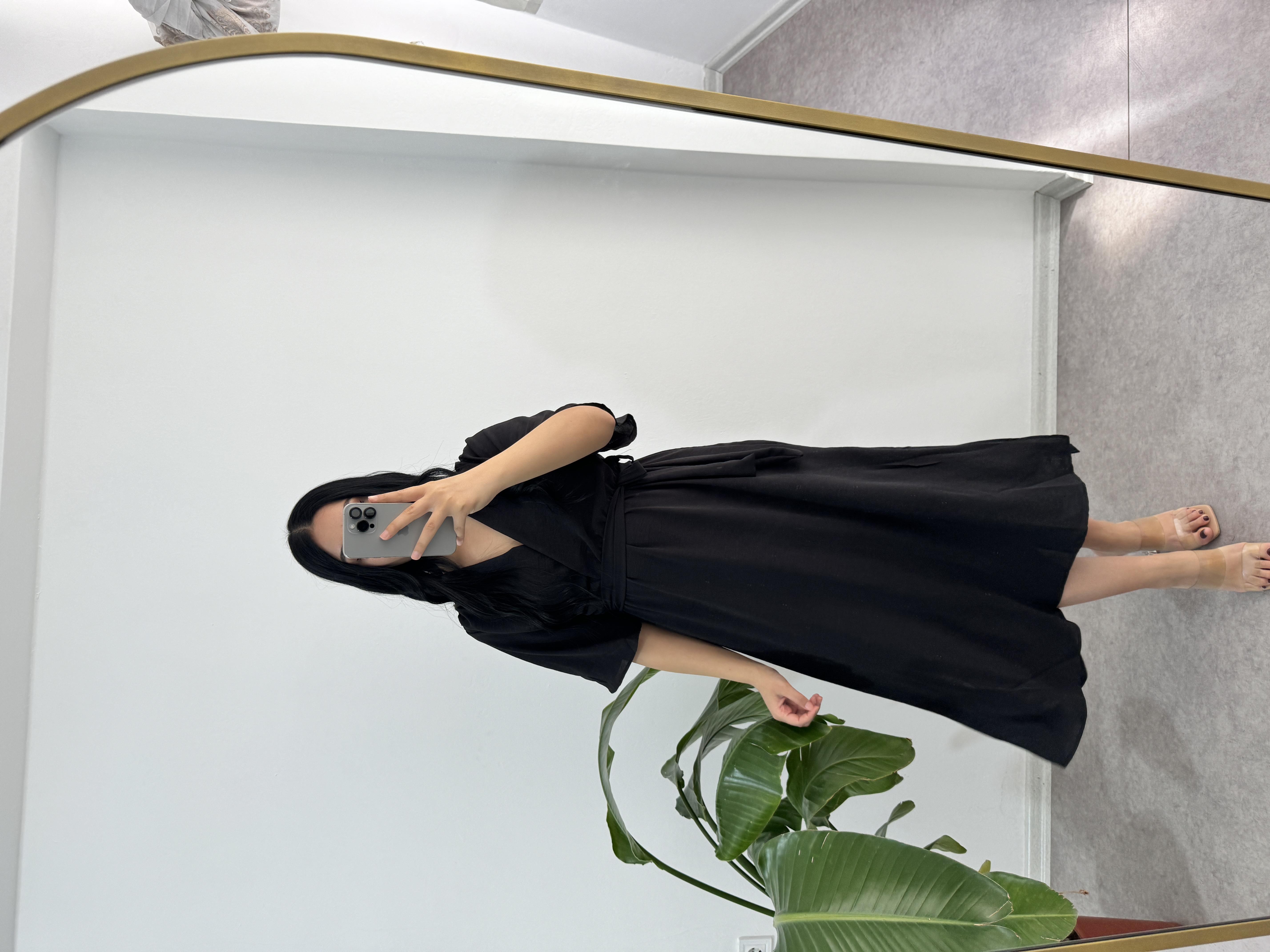 Aerobin Kumaş Siyah Elbise