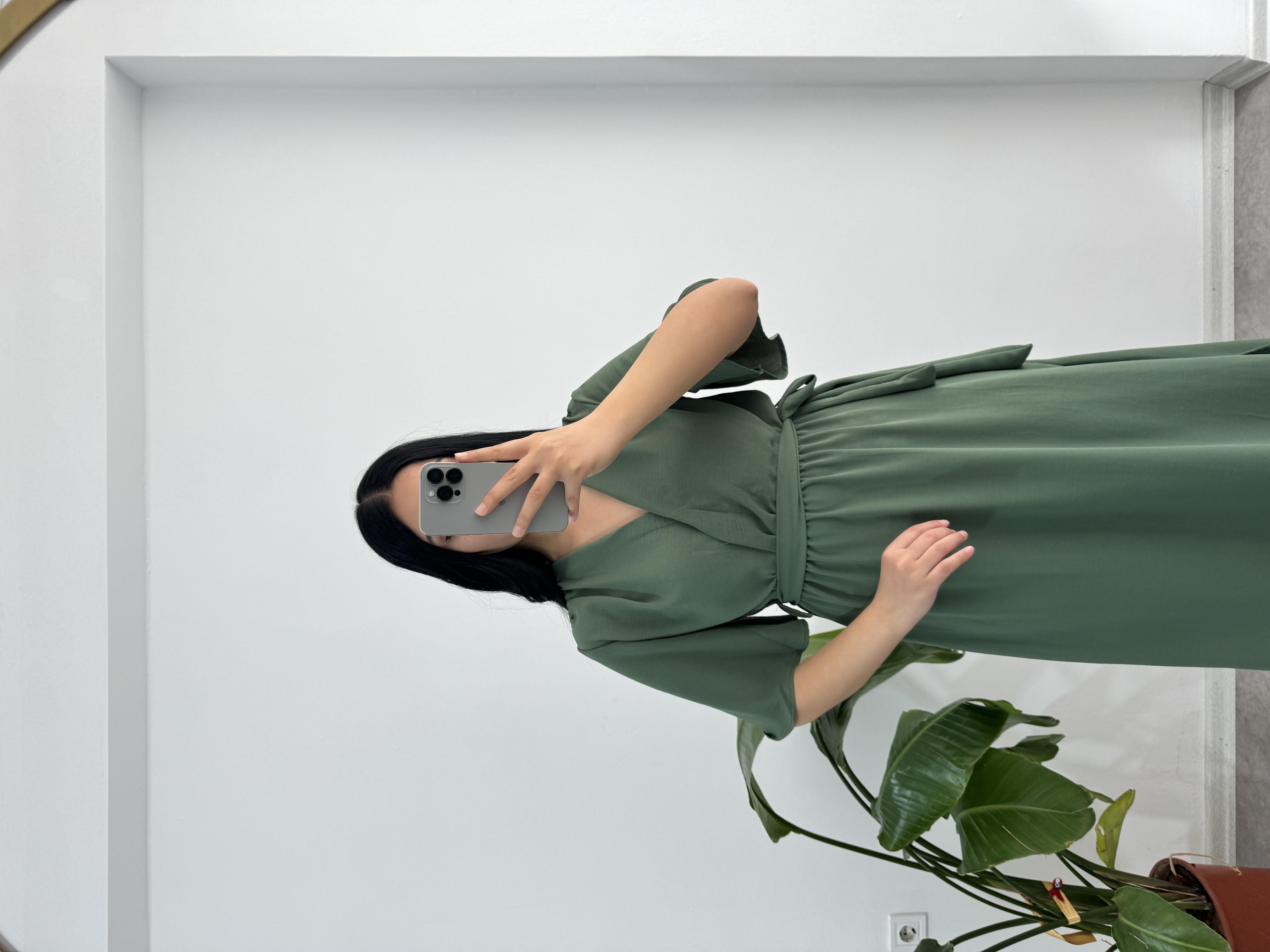 Aerobin Kumaş Yeşil Elbise