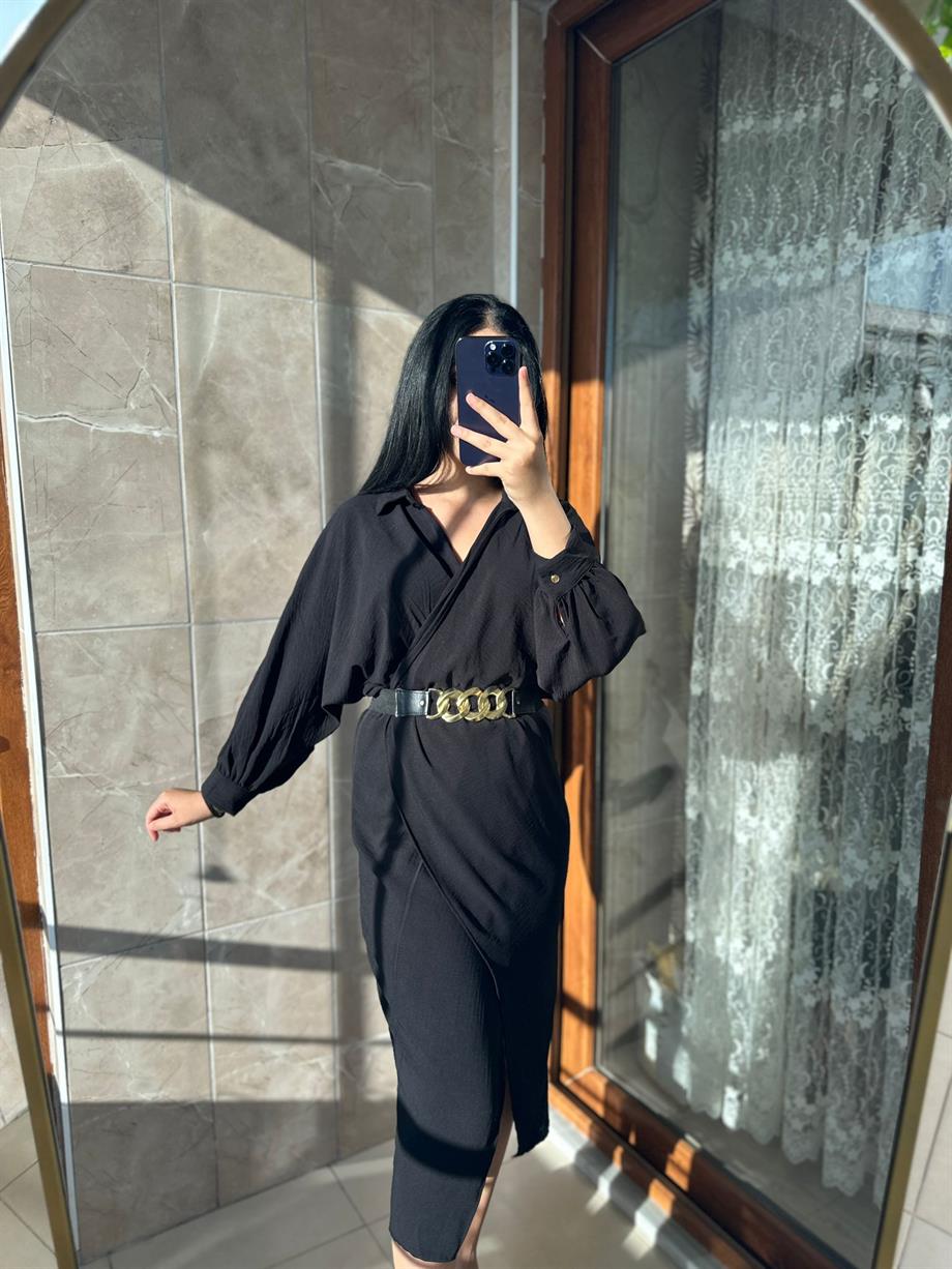 ASİMETRİK SİYAH ELBİSE