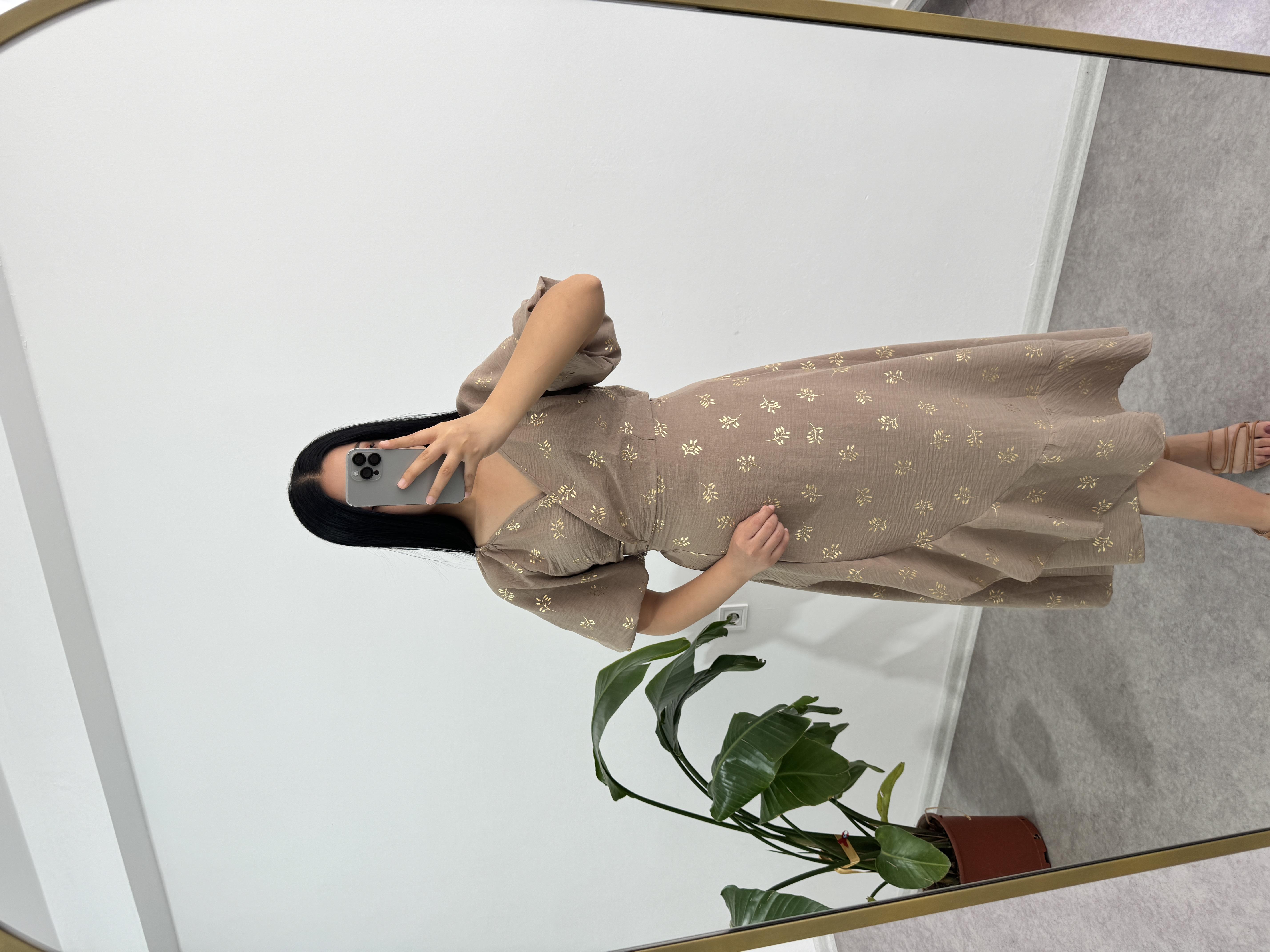 Balon Kol Bej Elbise