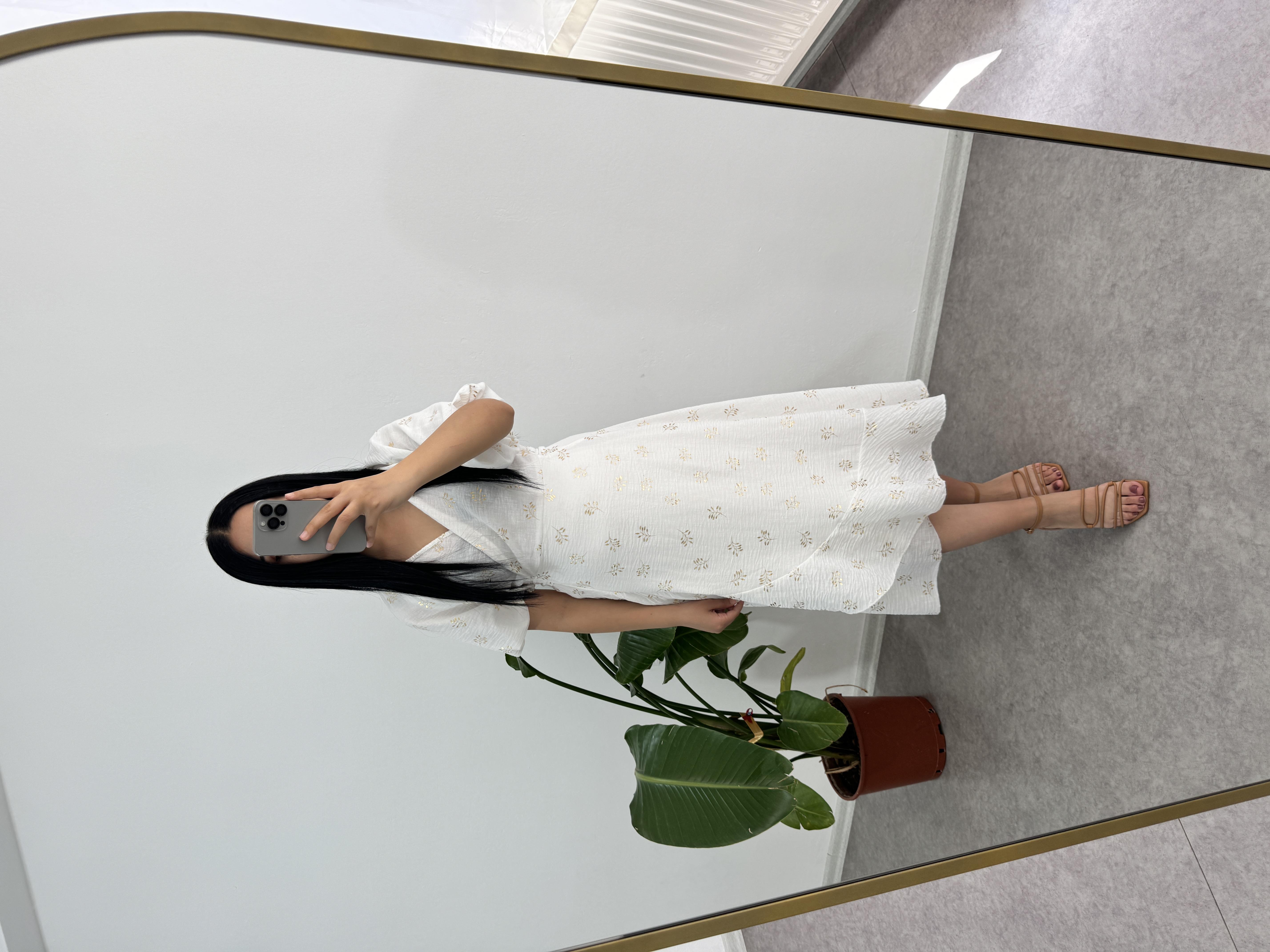 Balon kol Ekru Elbise 