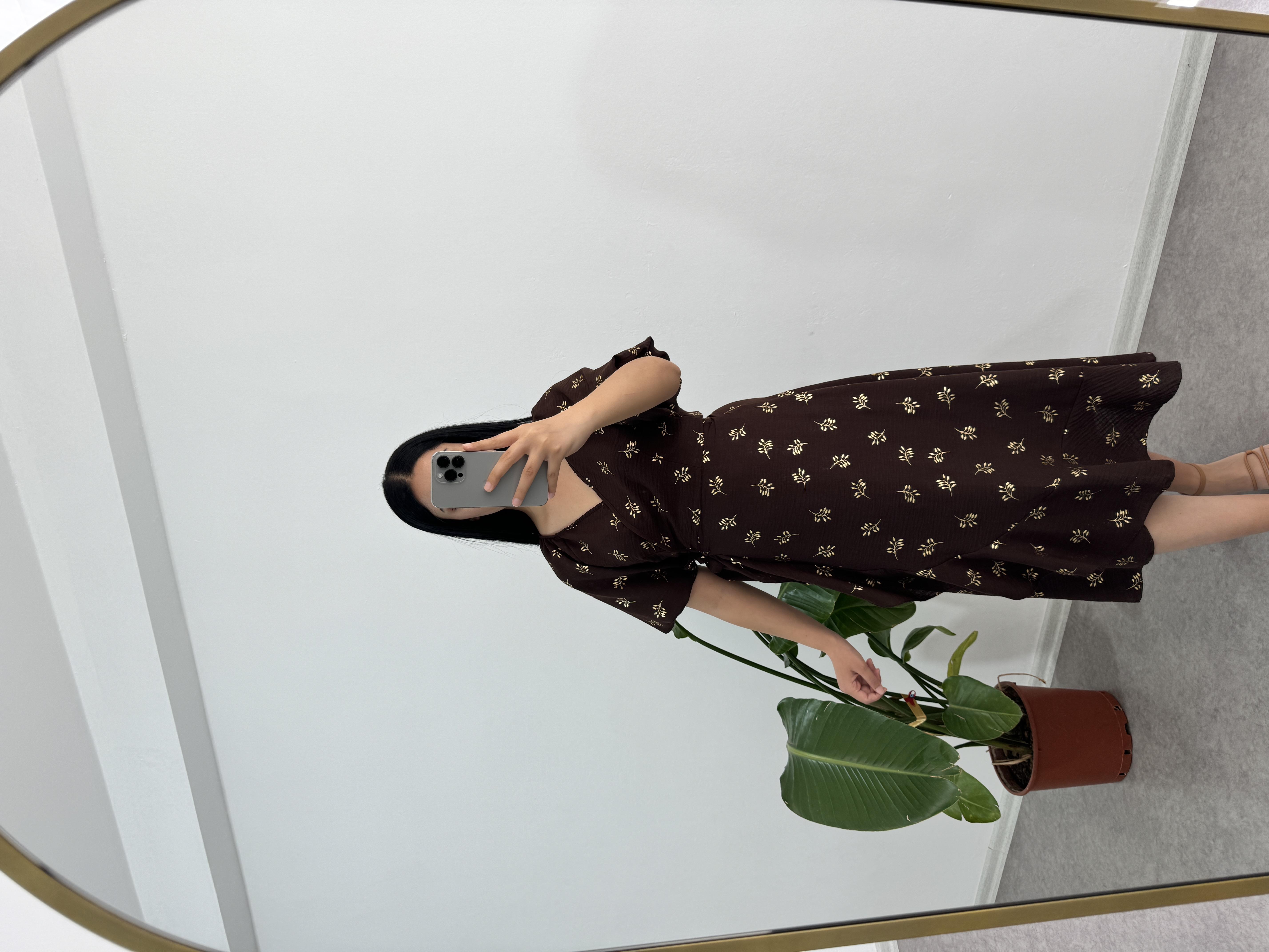 Balon Kol Kahverengi Elbise