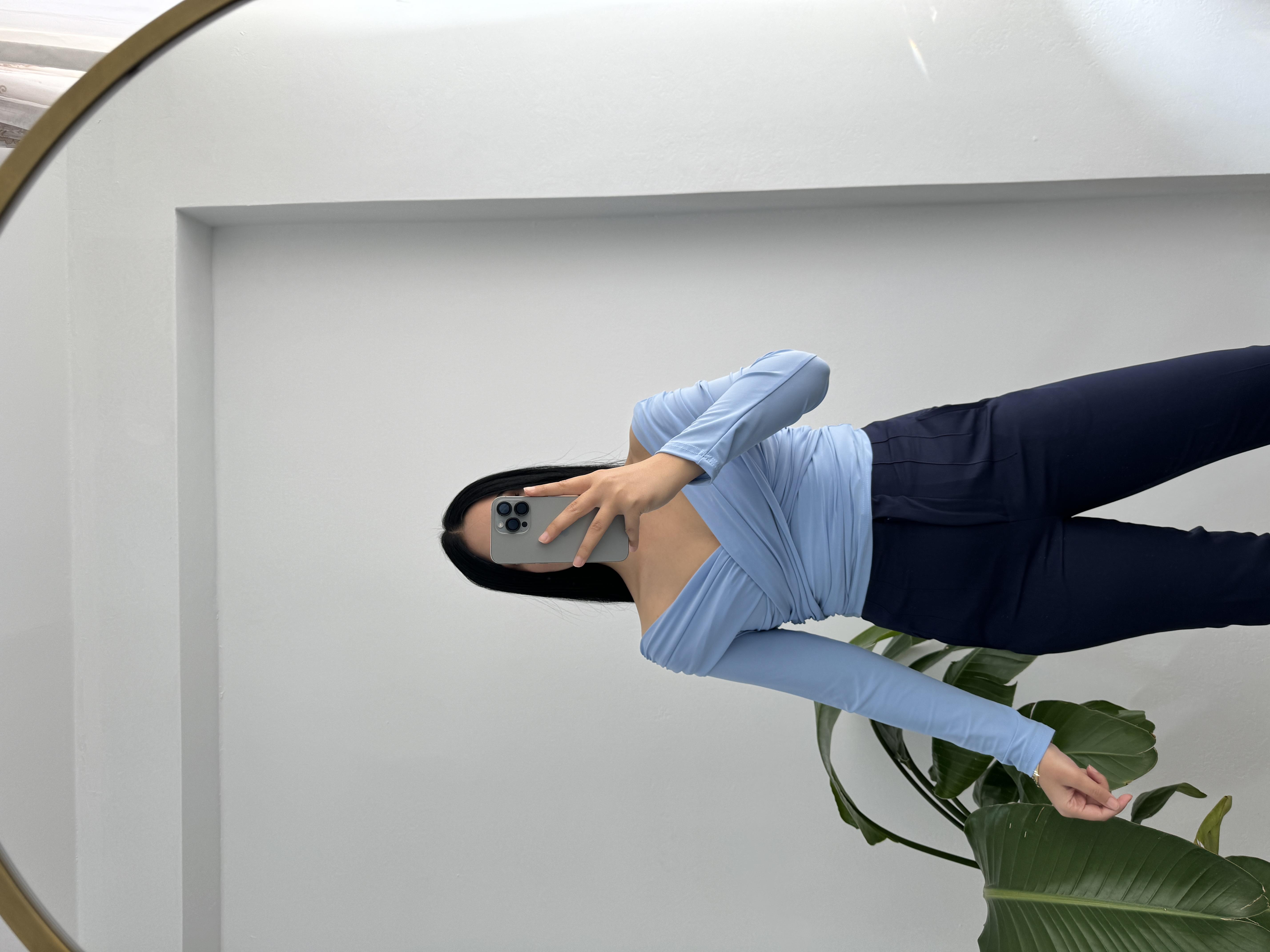 Bebe Mavisi Çapraz Yaka Bluz