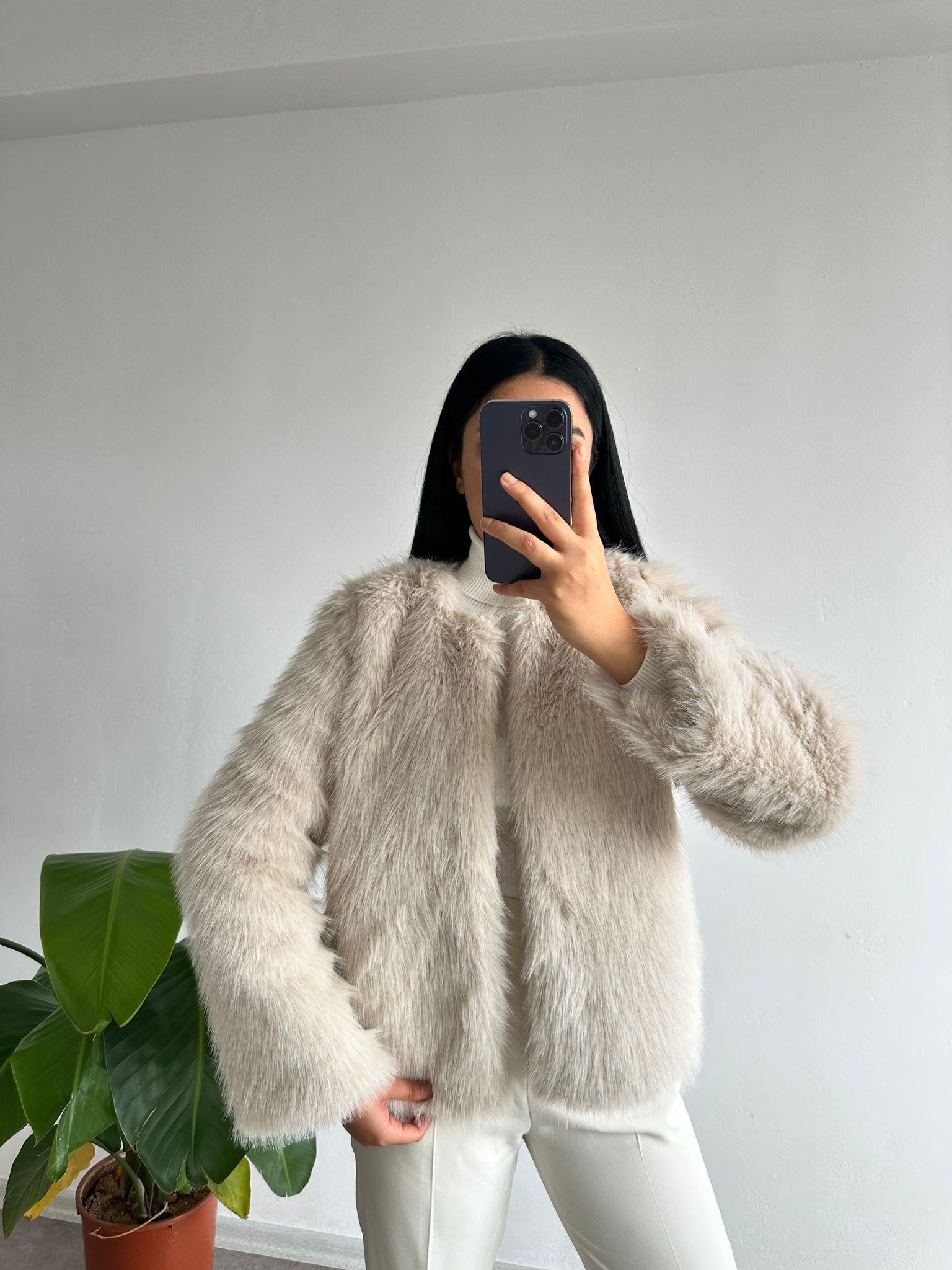 bej içi astarlı kürk