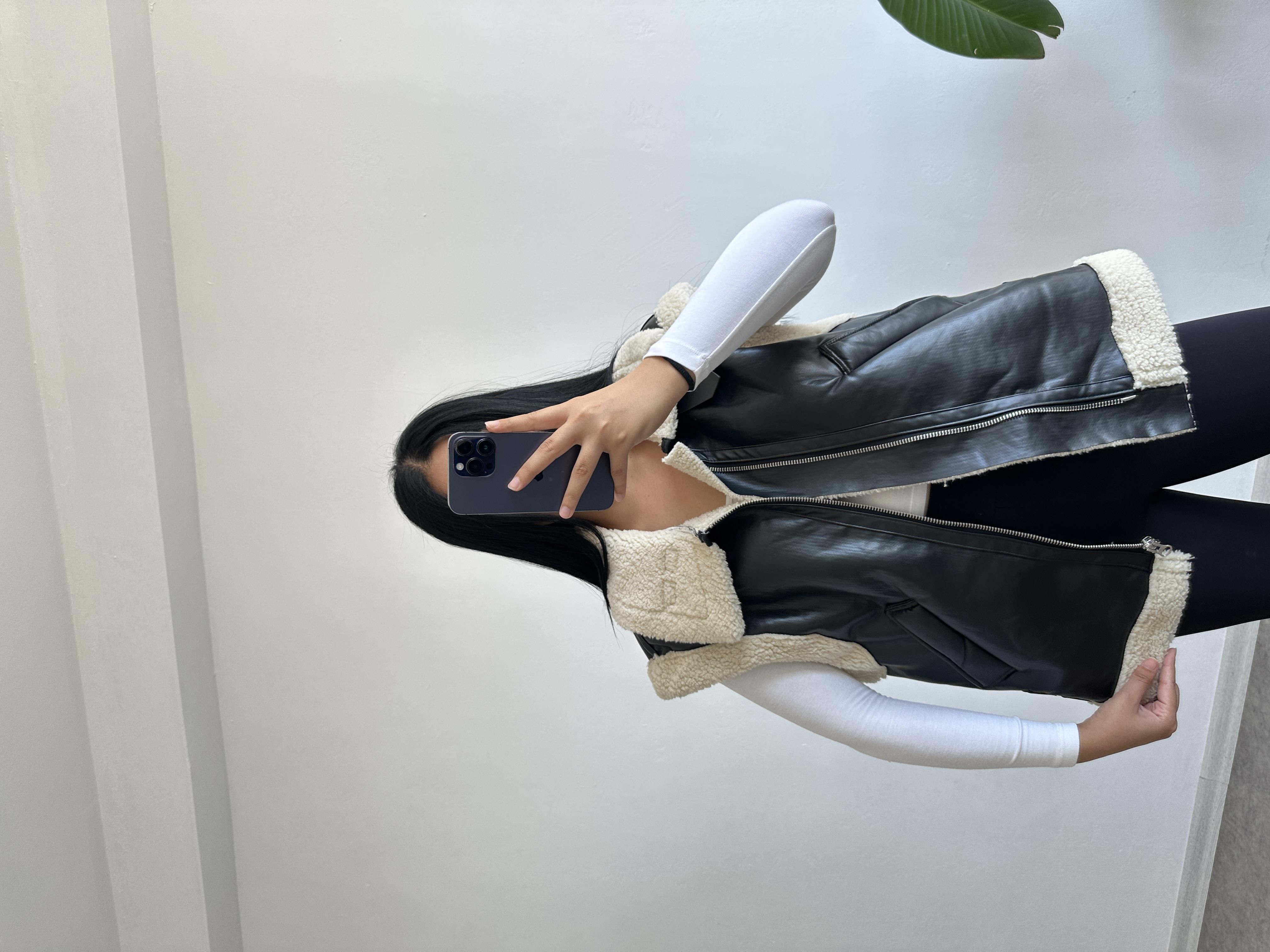 Biker yelek içi teddy dışı deri