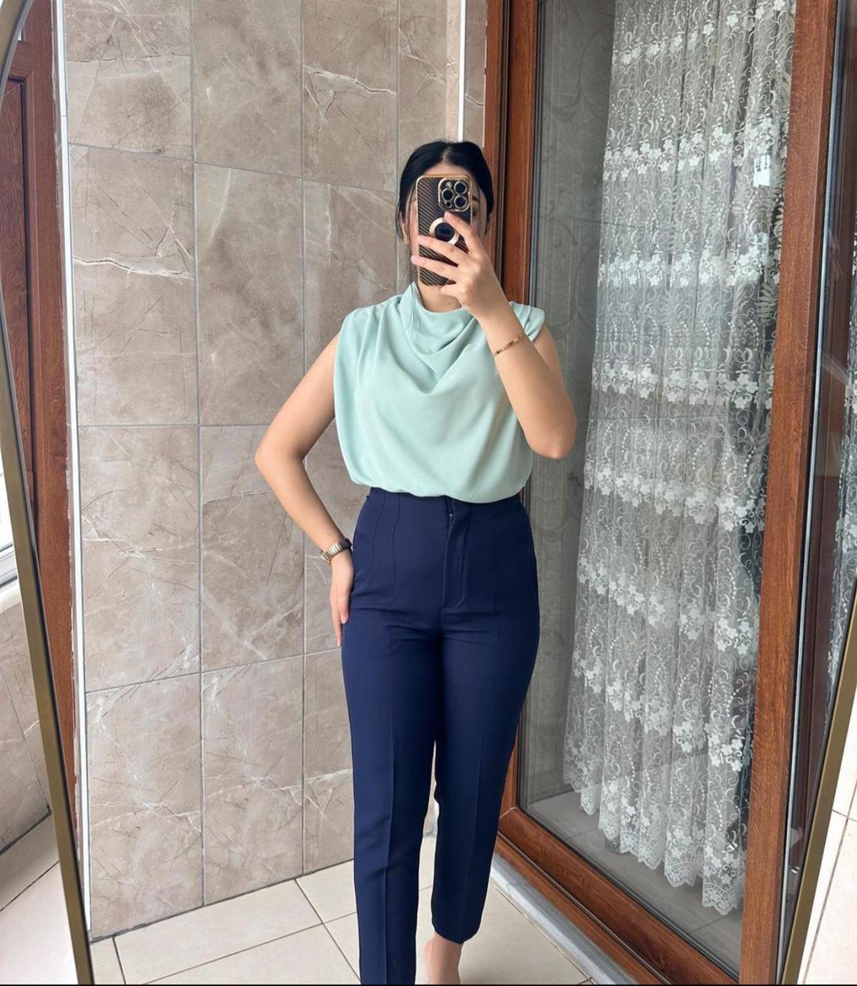 BÜZGÜ BLUZ MİNT YEŞİLİ