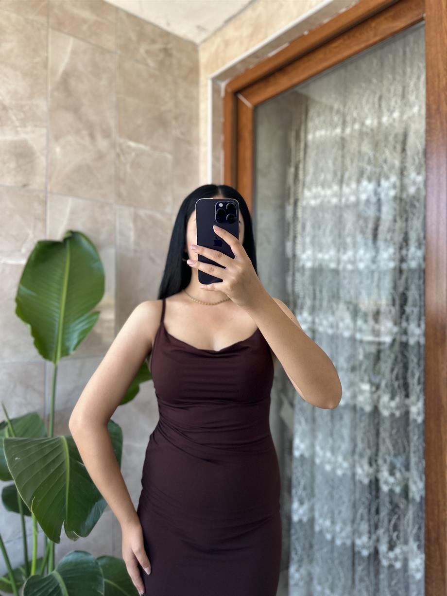 Buzy askı kol elbise 