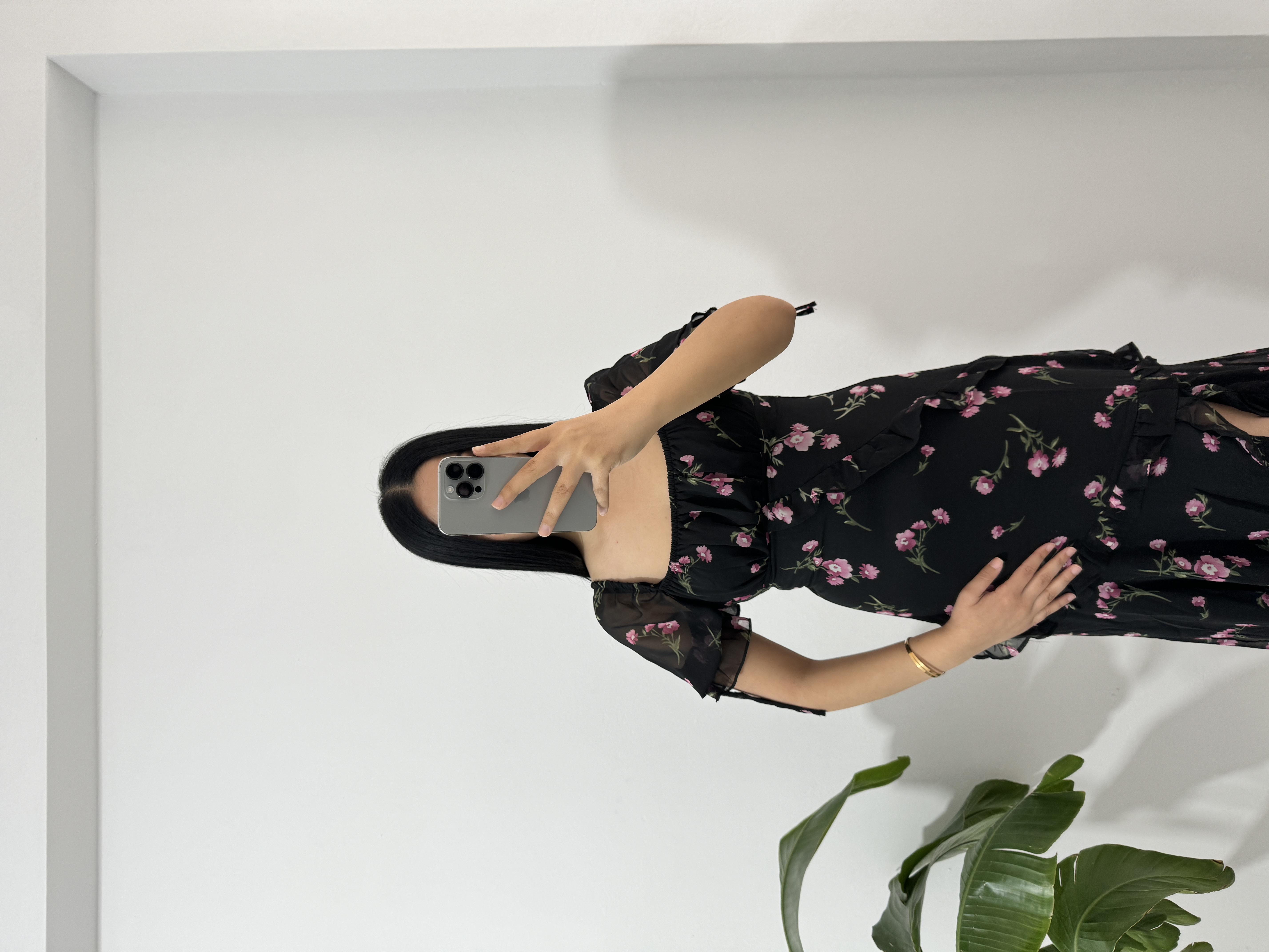 Çiçekli Şifon Elbise 