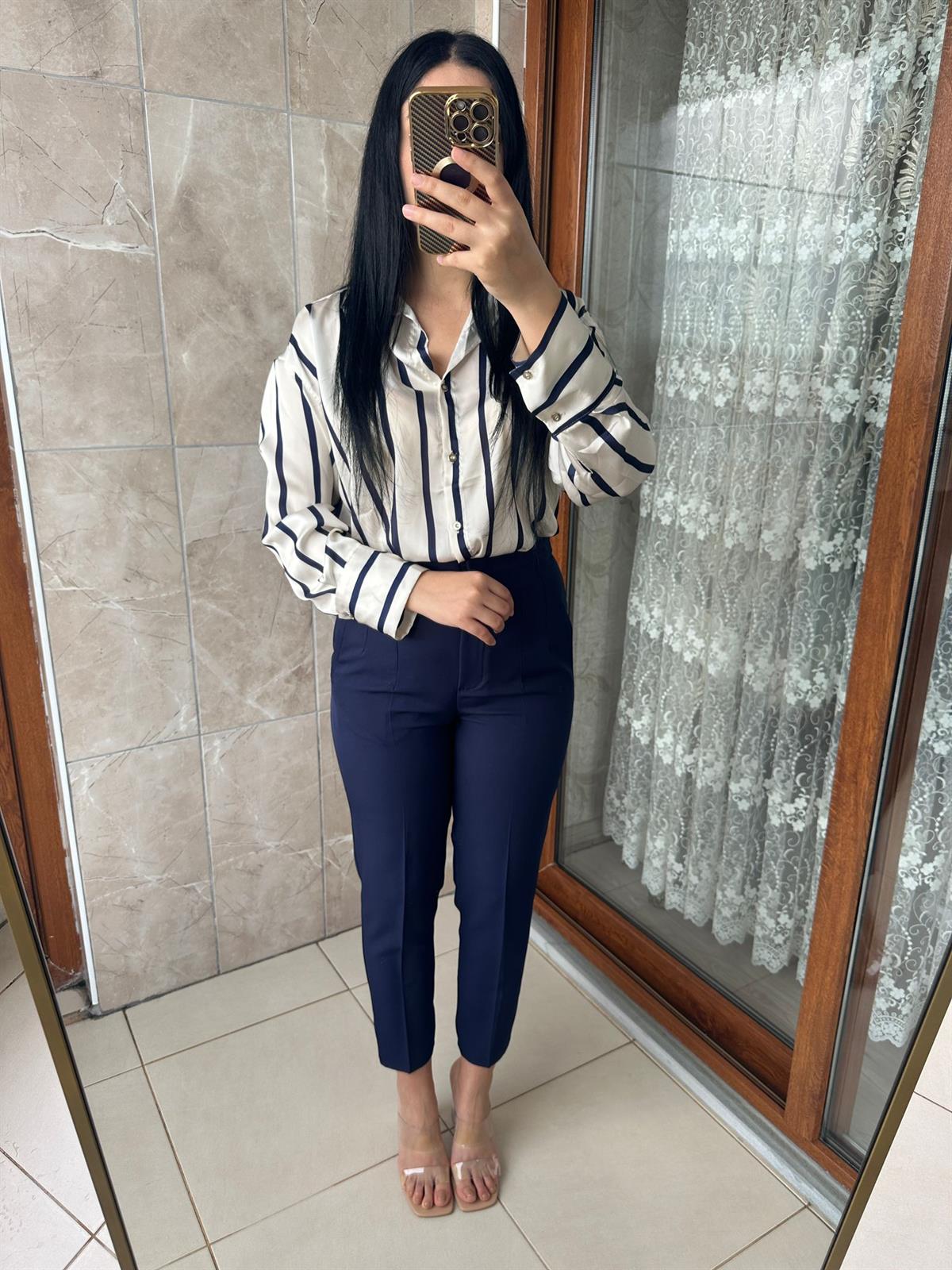 ÇİZGİLİ SATEN GÖMLEK