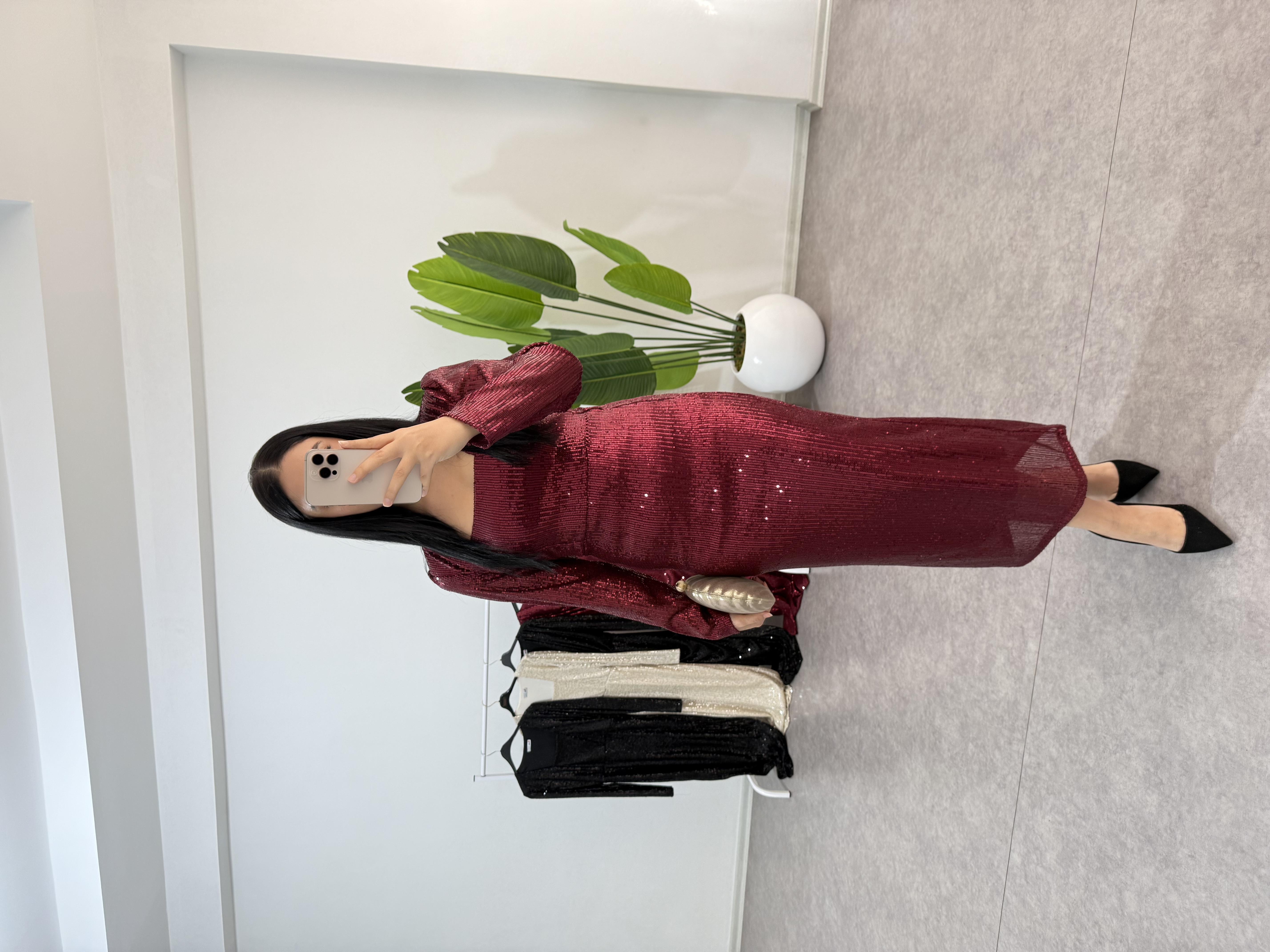 Dora Bordo Payetli Elbise