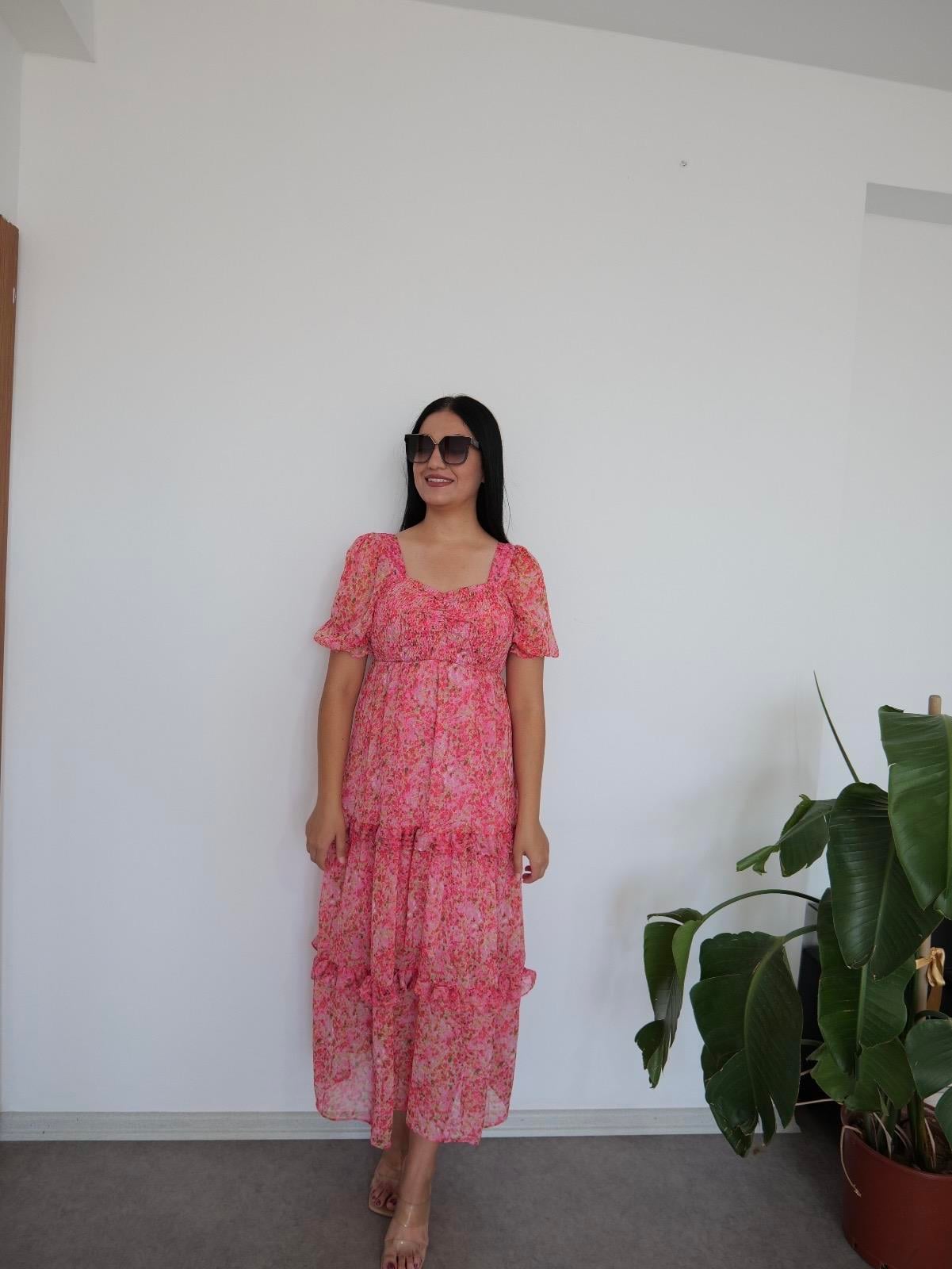 Dora Şifon Pembe Elbise