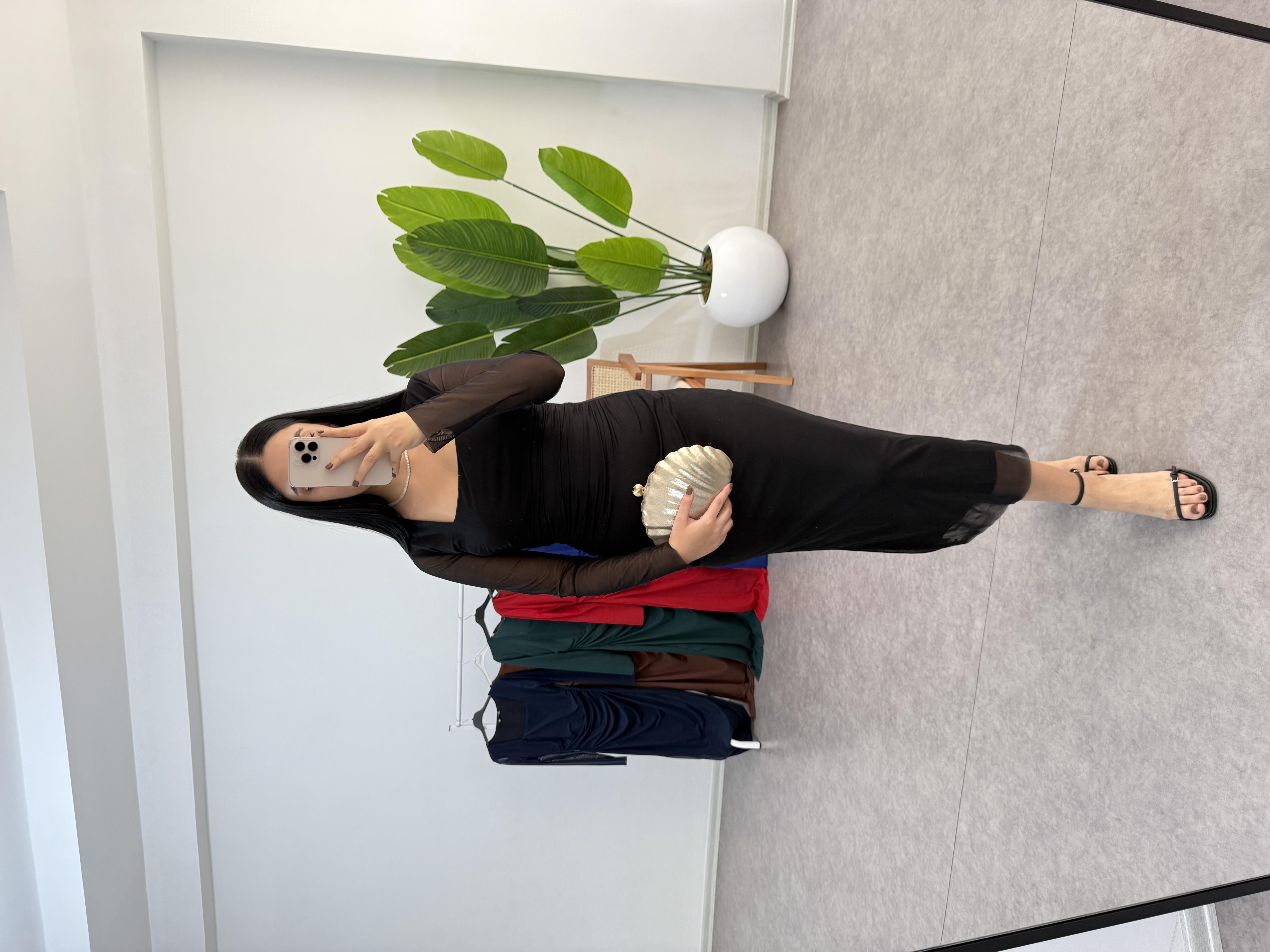 Ellen Siyah Tül Elbise 