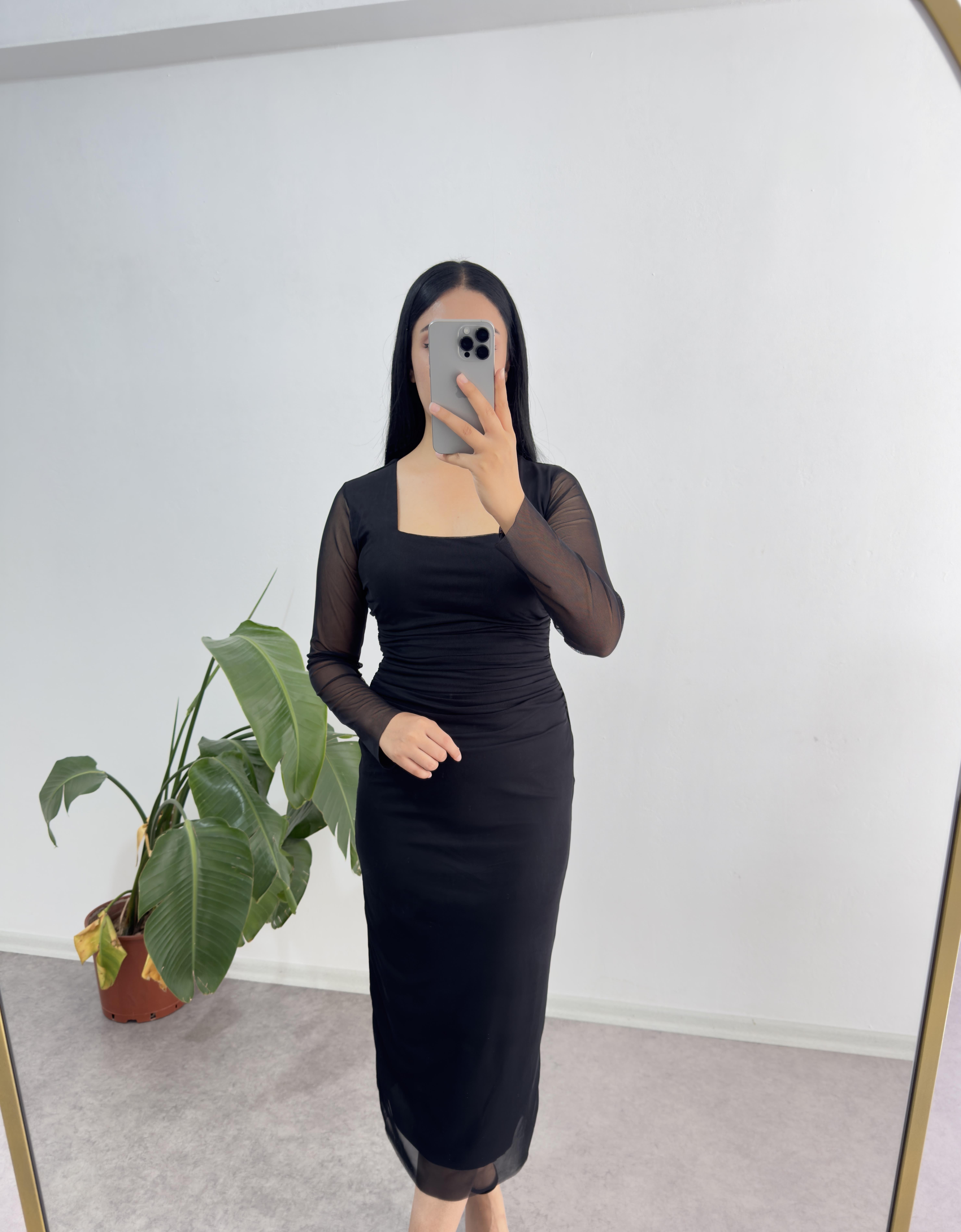 Ellen Siyah Tül Elbise