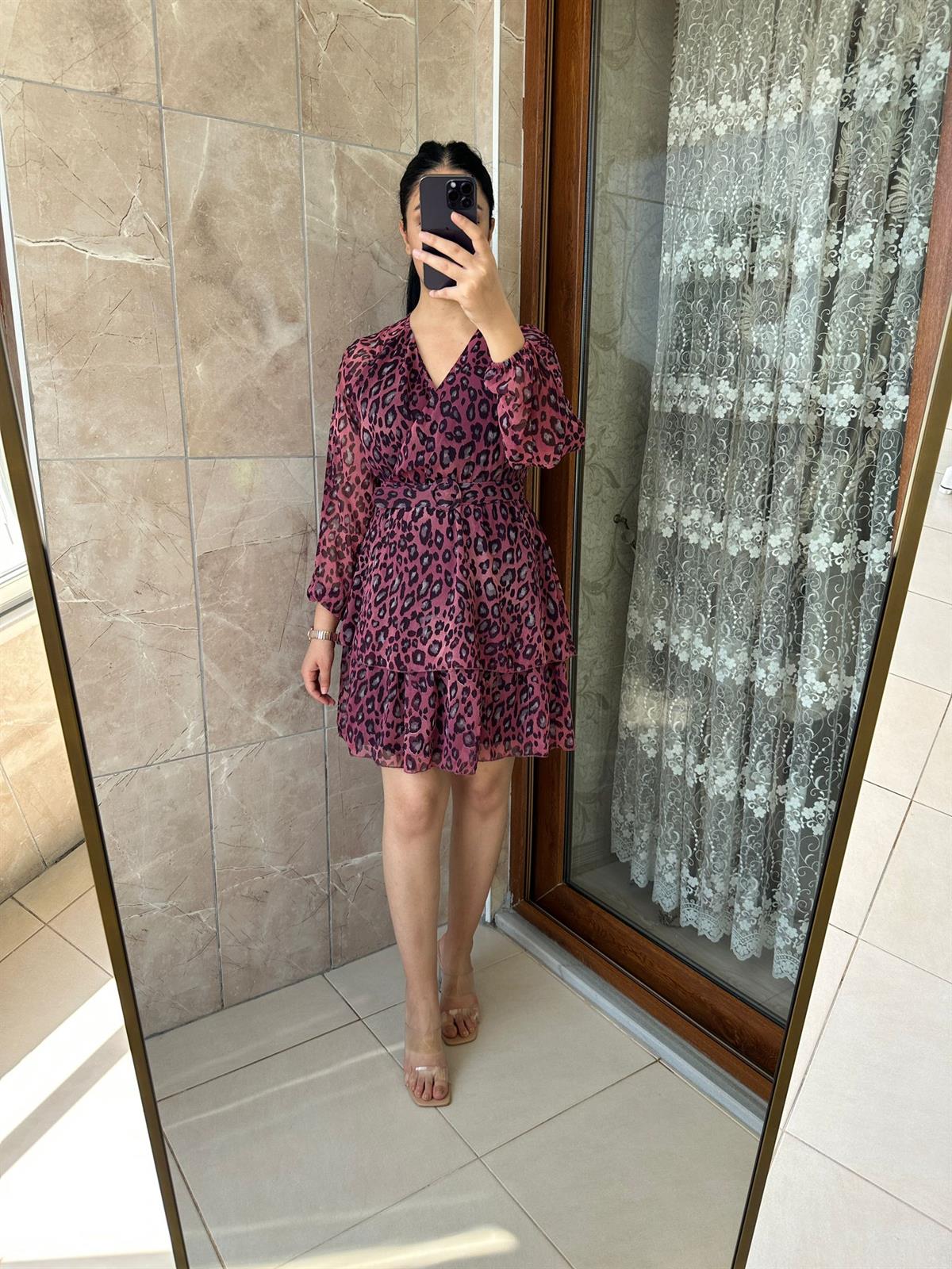 FUŞYA LEOPAR ELBİSE