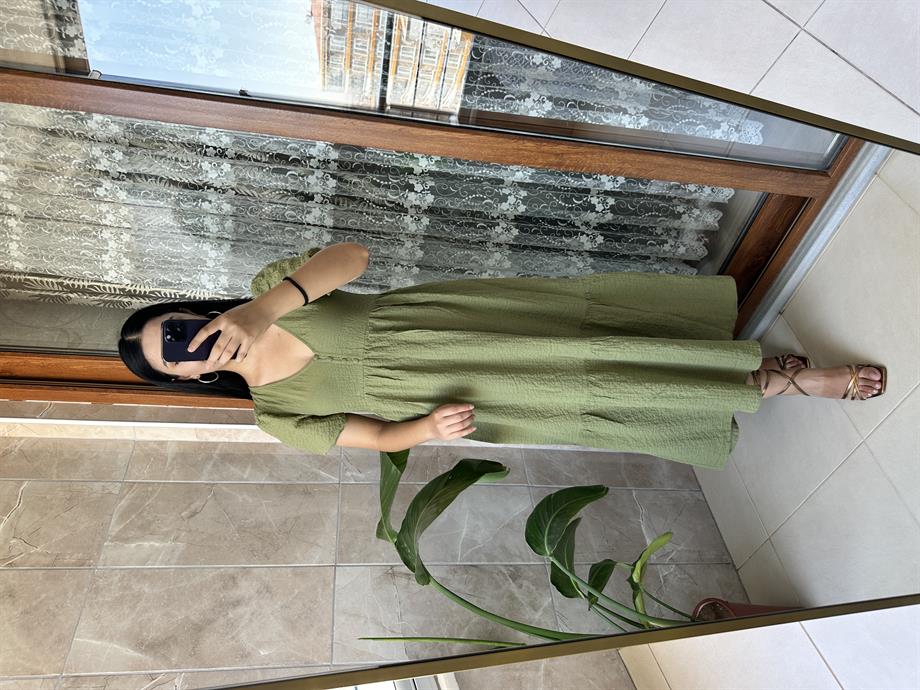 Gofre kumaş elbise astarlı