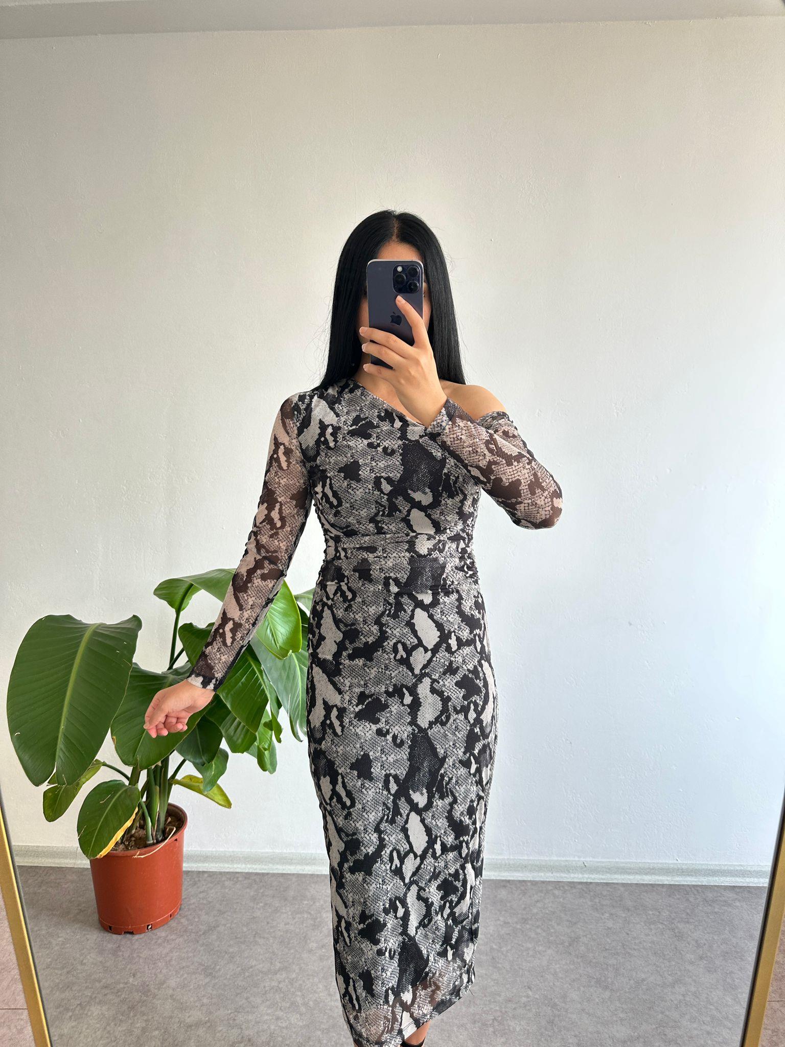 İçi astarlı zebra elbise