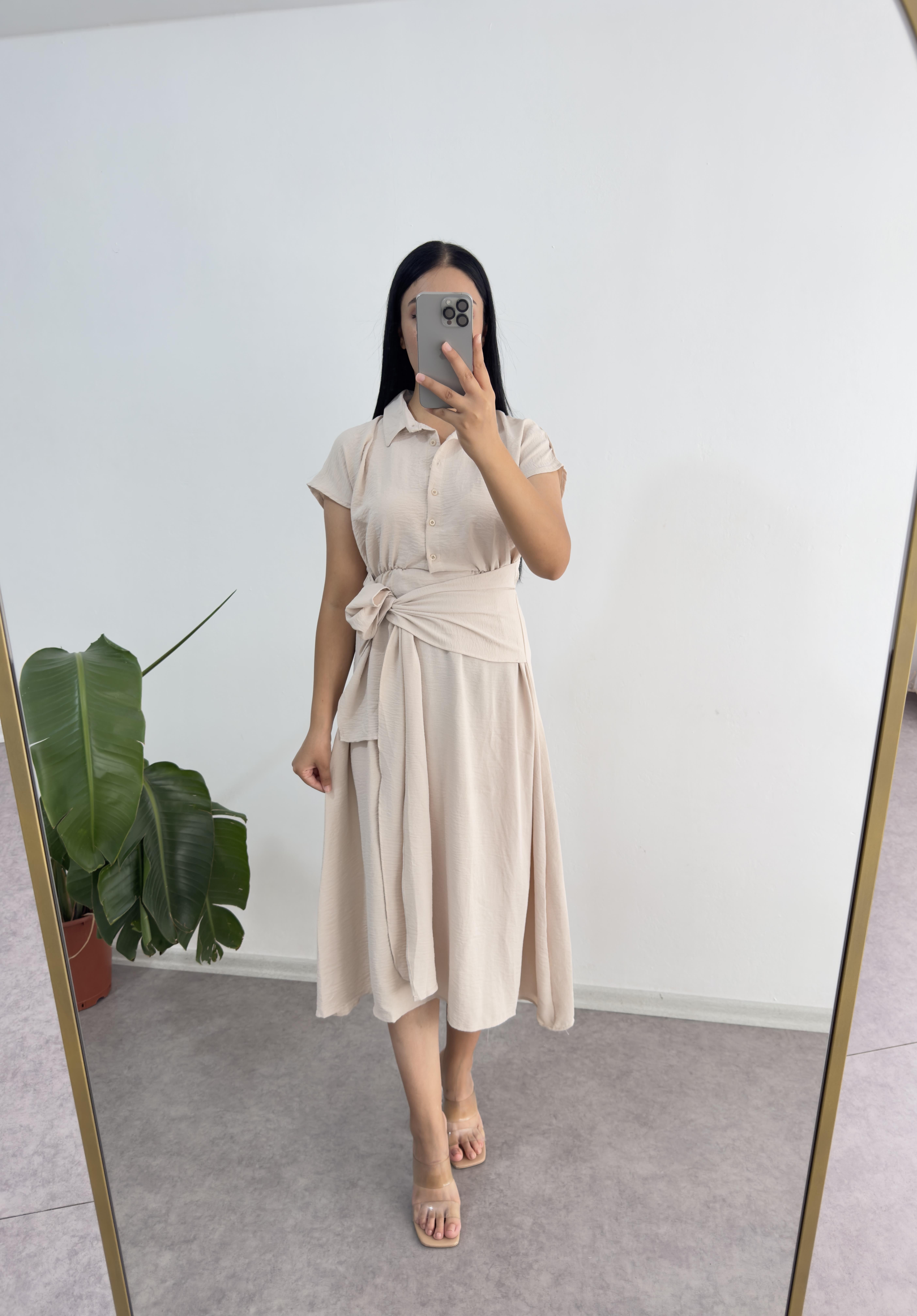 İpkyl Muadili Taş Rengi Elbise