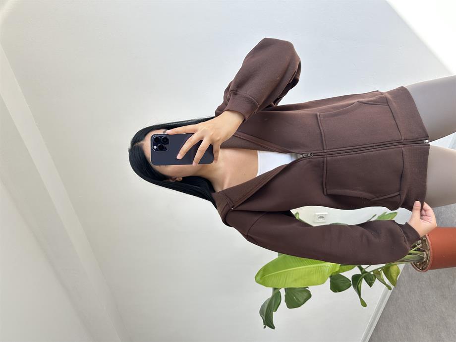 Kahve hırka şardonlu