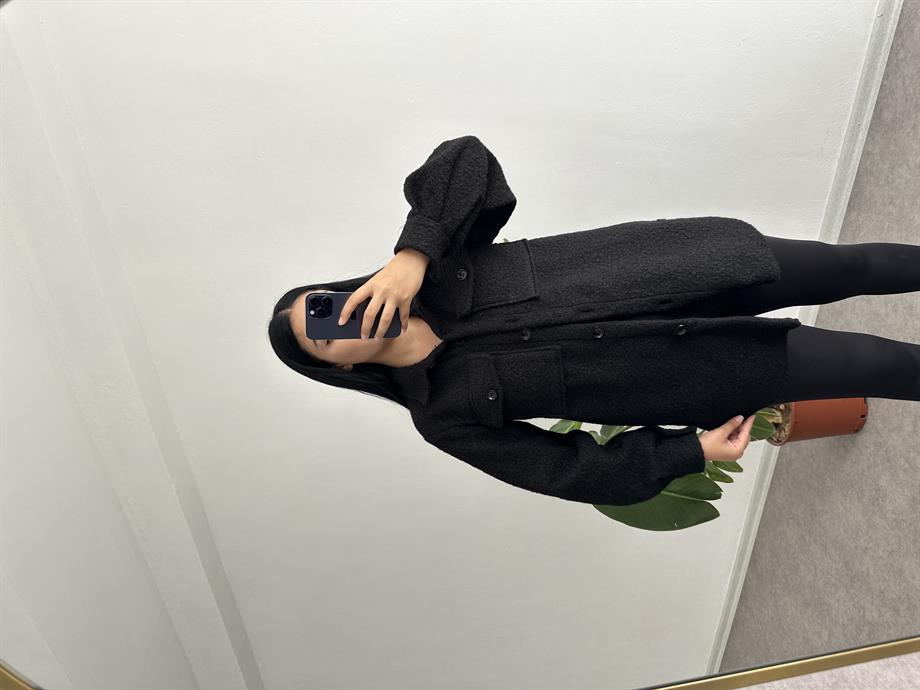 Kalın kaşe gömlek siyah