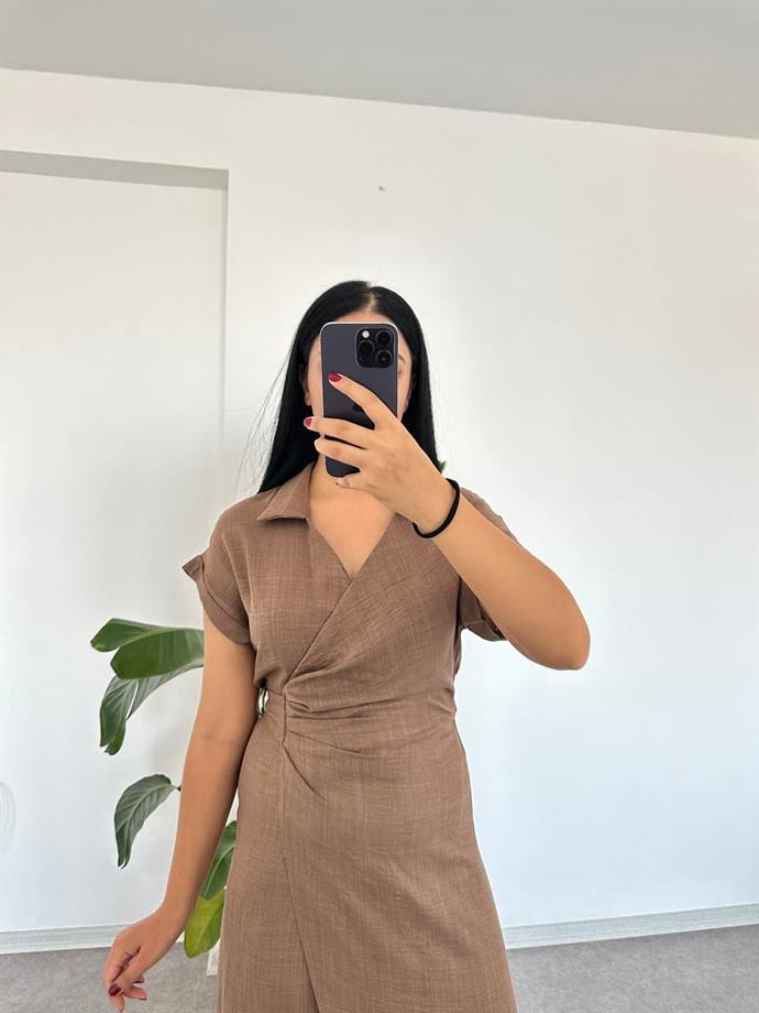 Keten kruvaze elbise