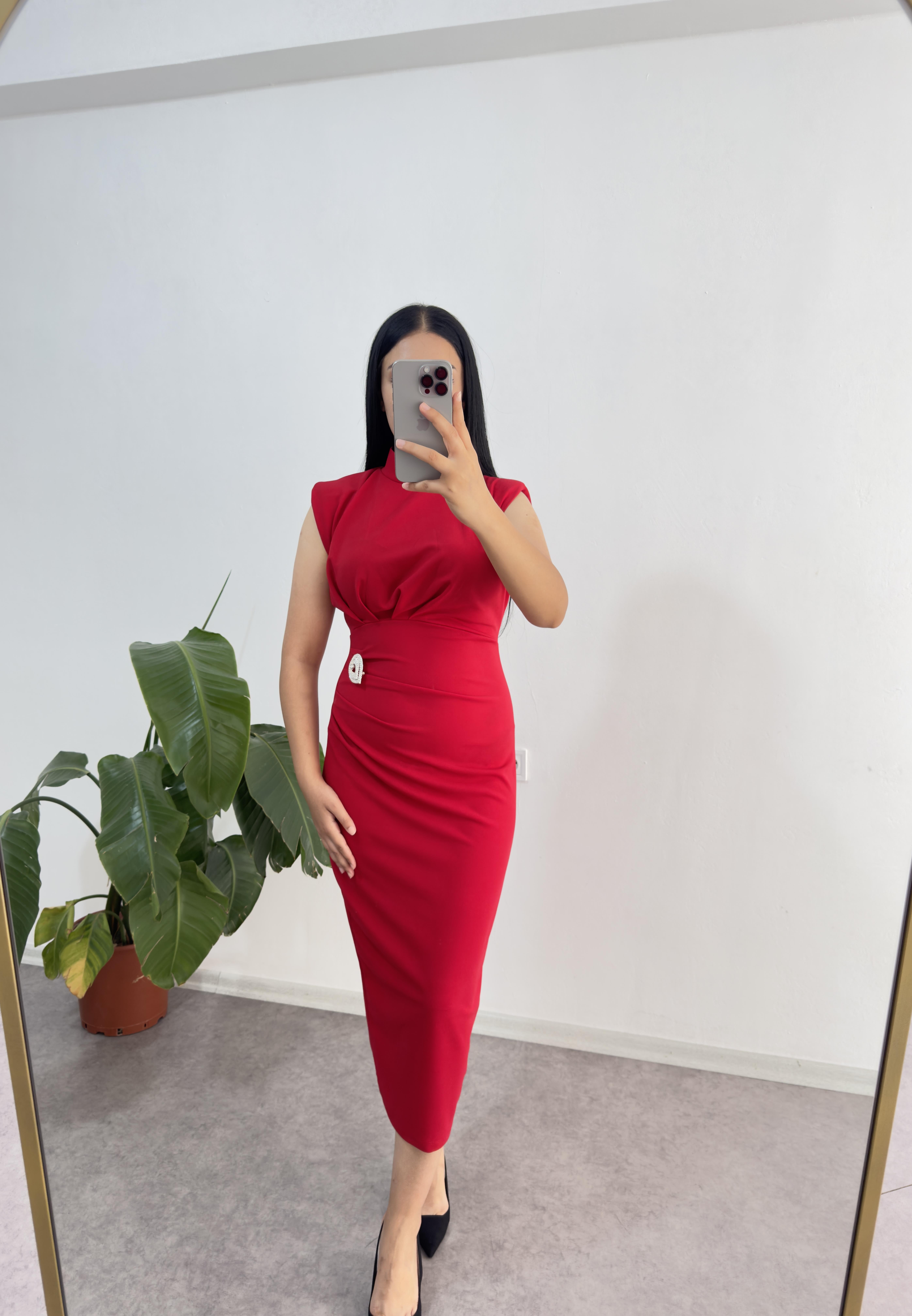 Kırmızı Broş Elbise