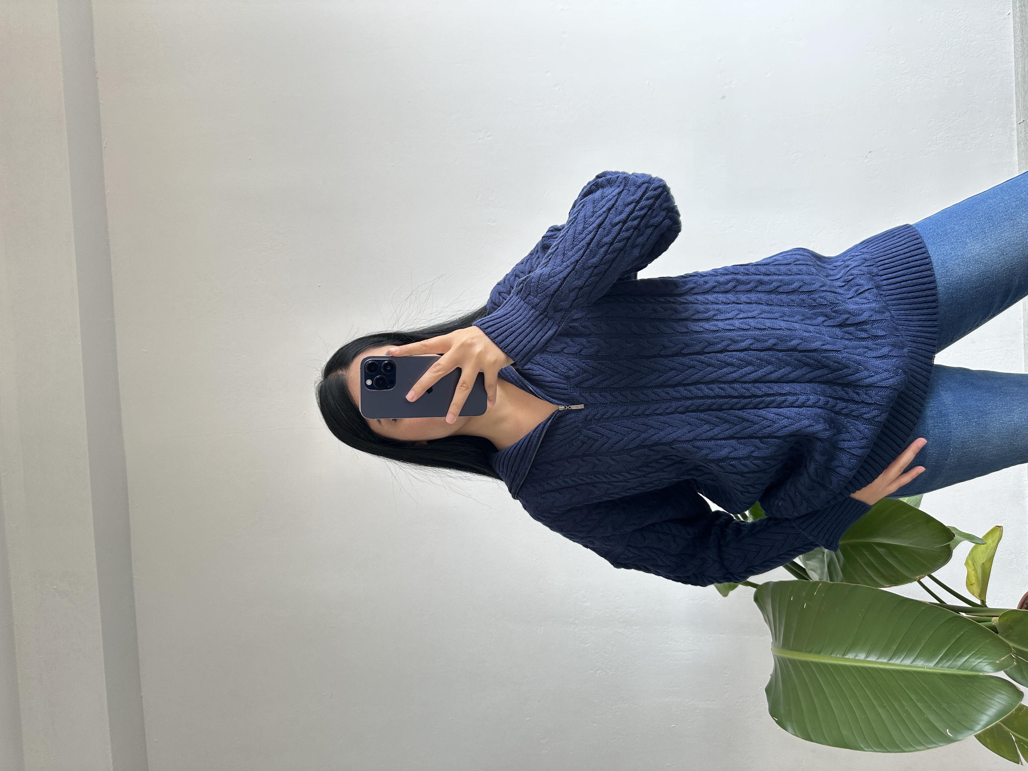 Lacivert örgü kazak