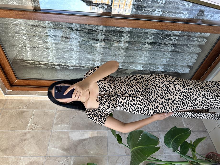 Leopar Bürümcük elbise 