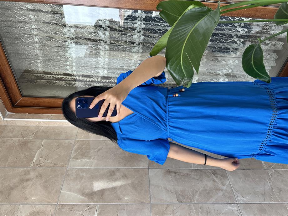 MAVİ BALON KOL ELBİSE