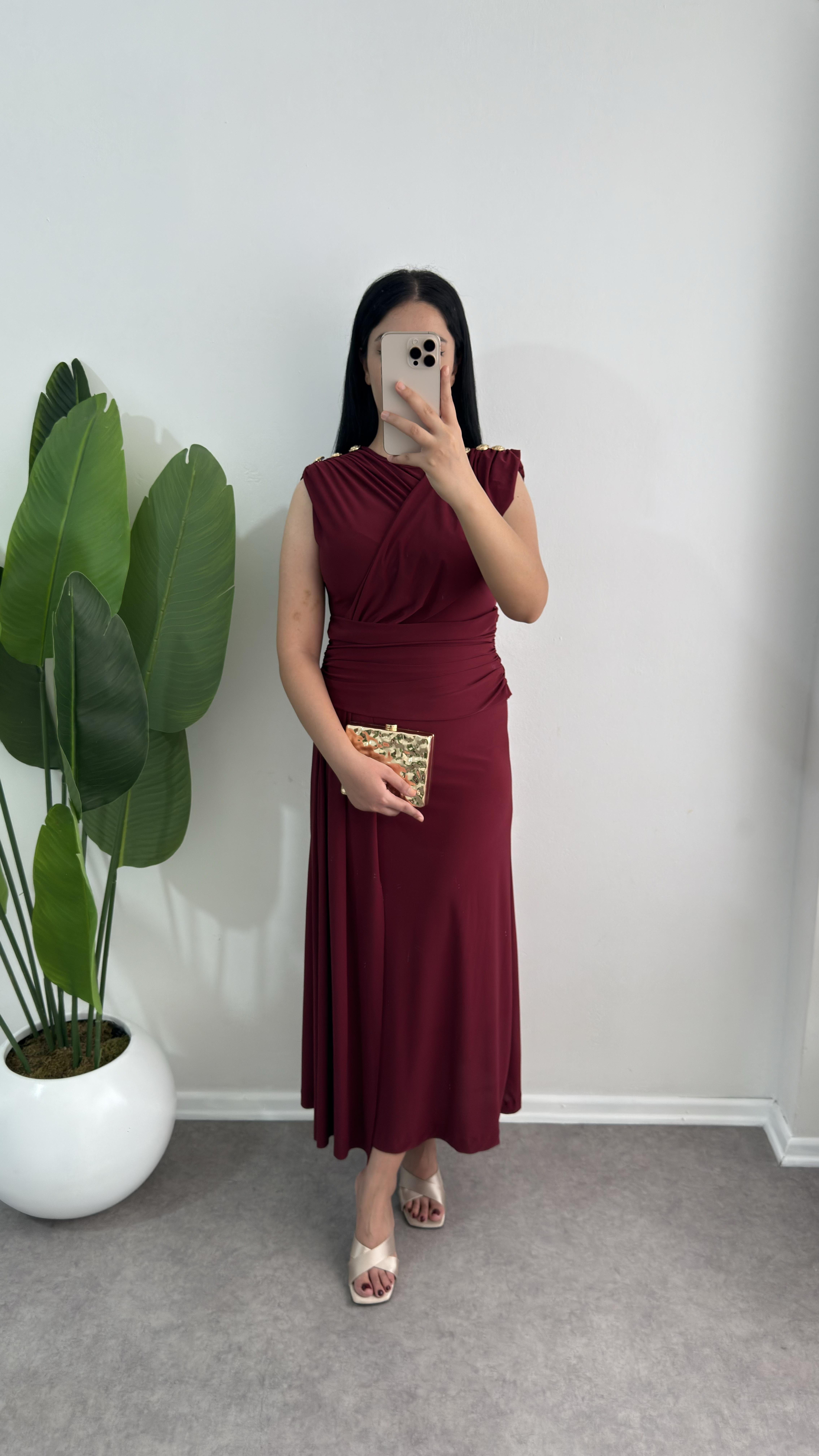 Mix Bordo Sendy Elbise