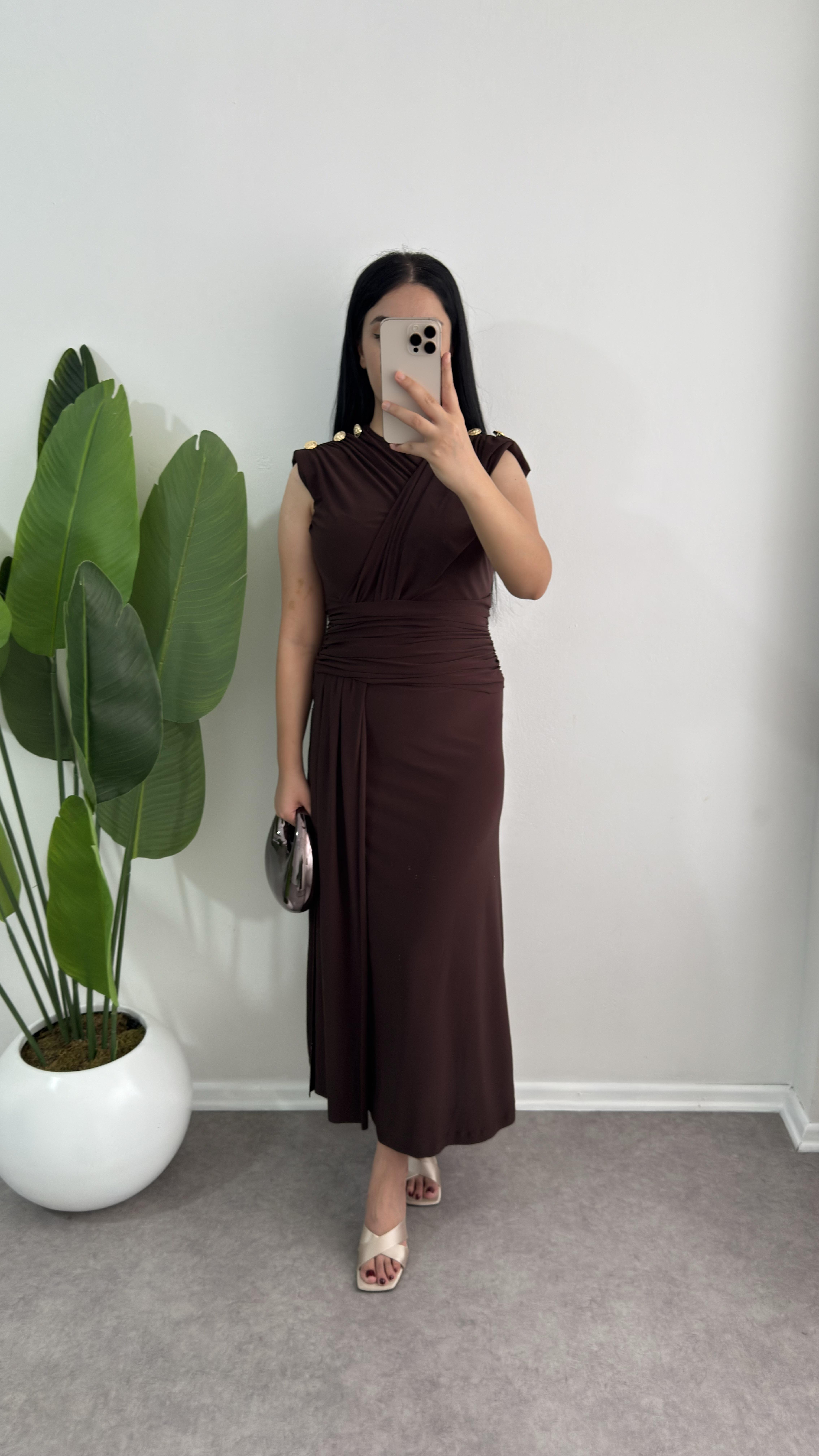 Mix Kahverengi Sendy Elbise