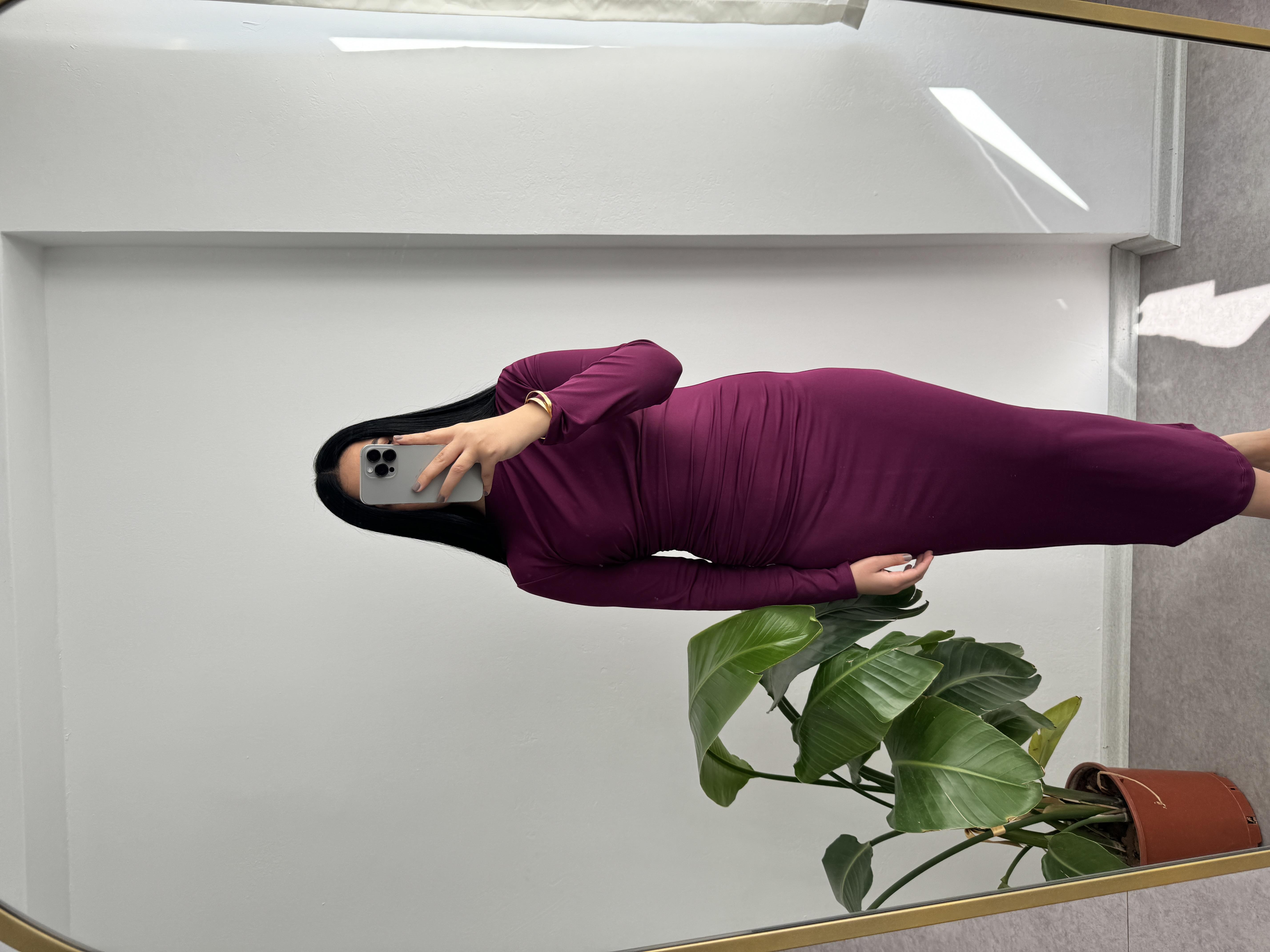 Mor Sendy Kumaş Midi Boy Elbise