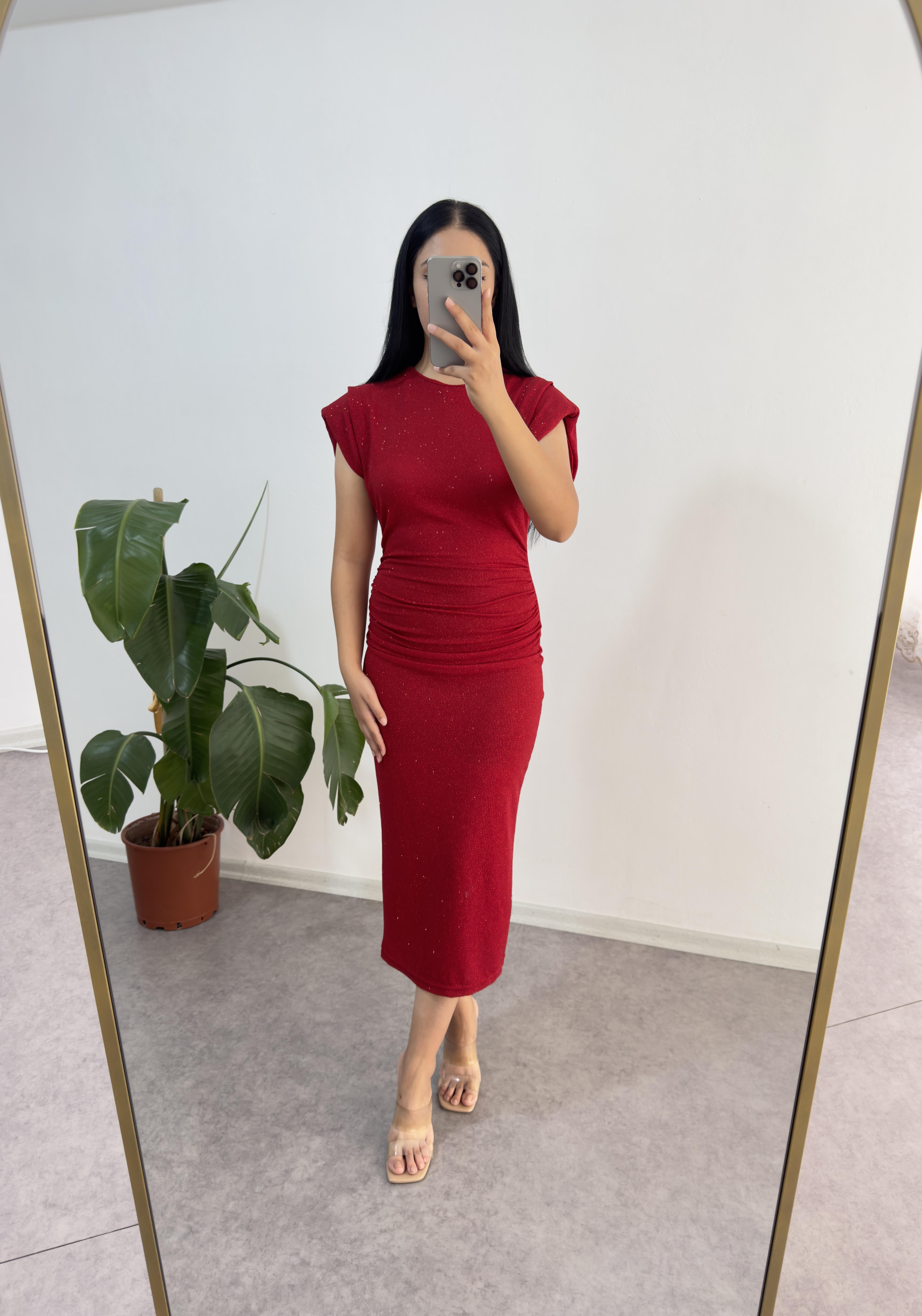 Mygrs Simli Kırmızı Elbise 