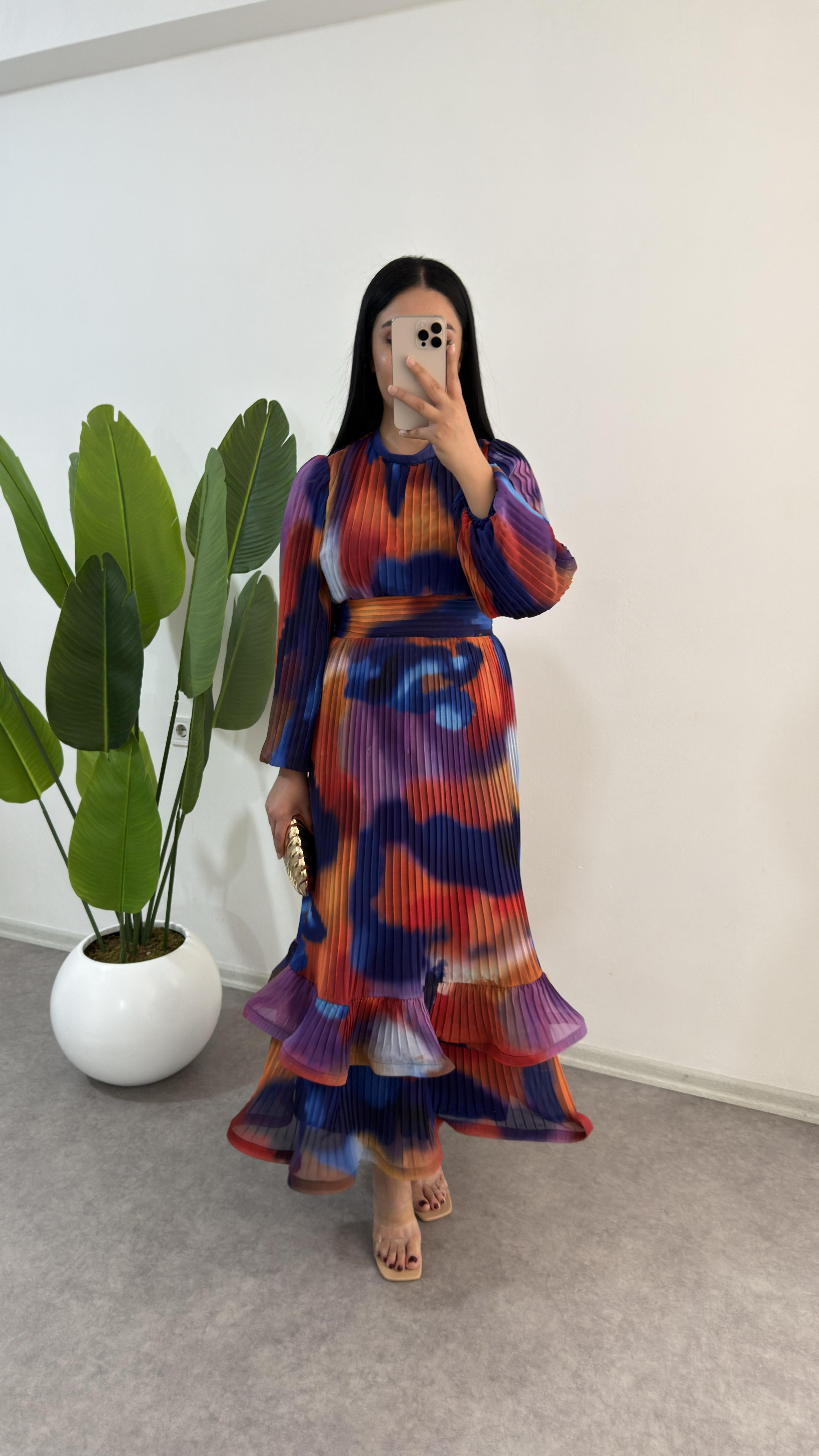 Nage Şifon Mor Elbise