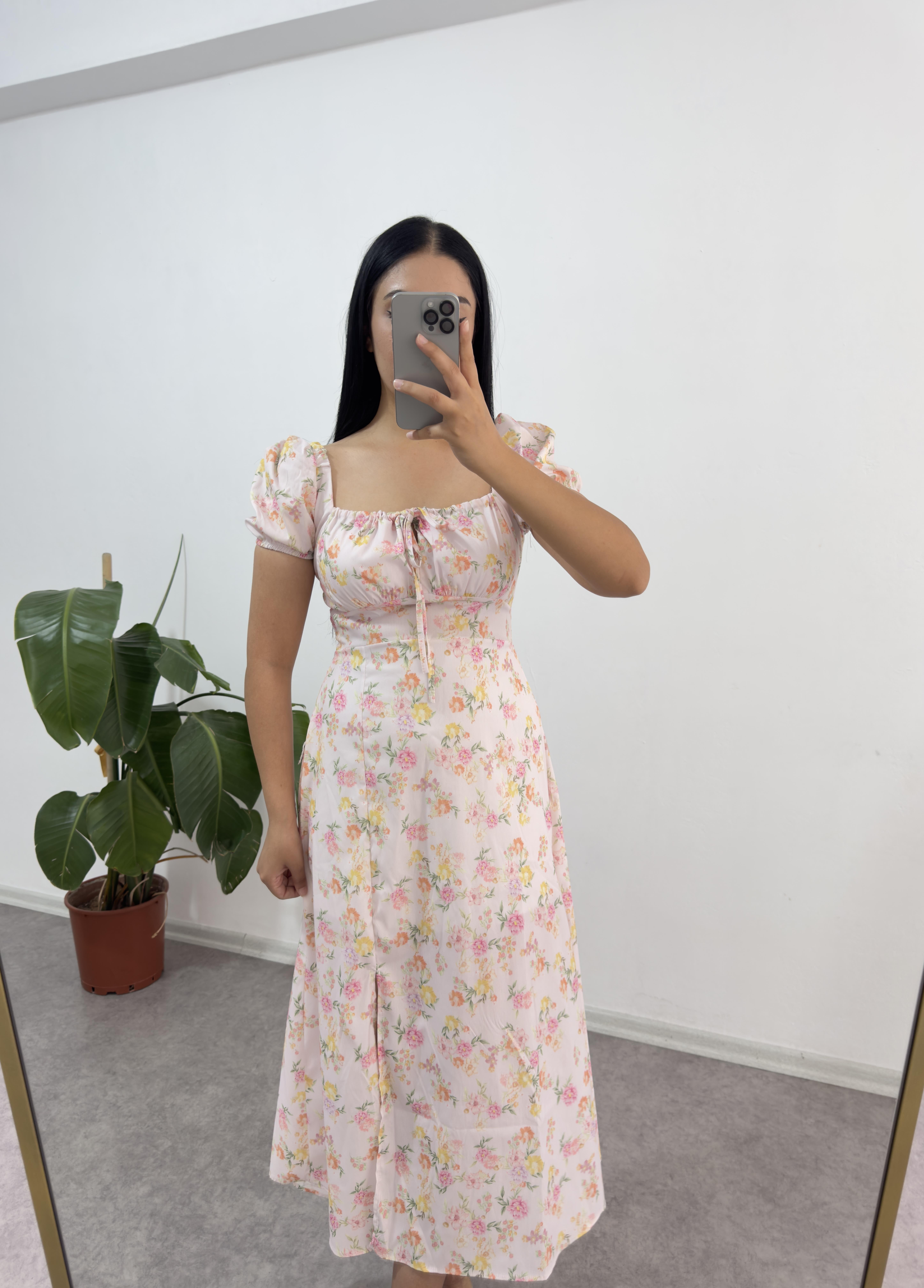 Nyb Çiçekli Pembe Elbise