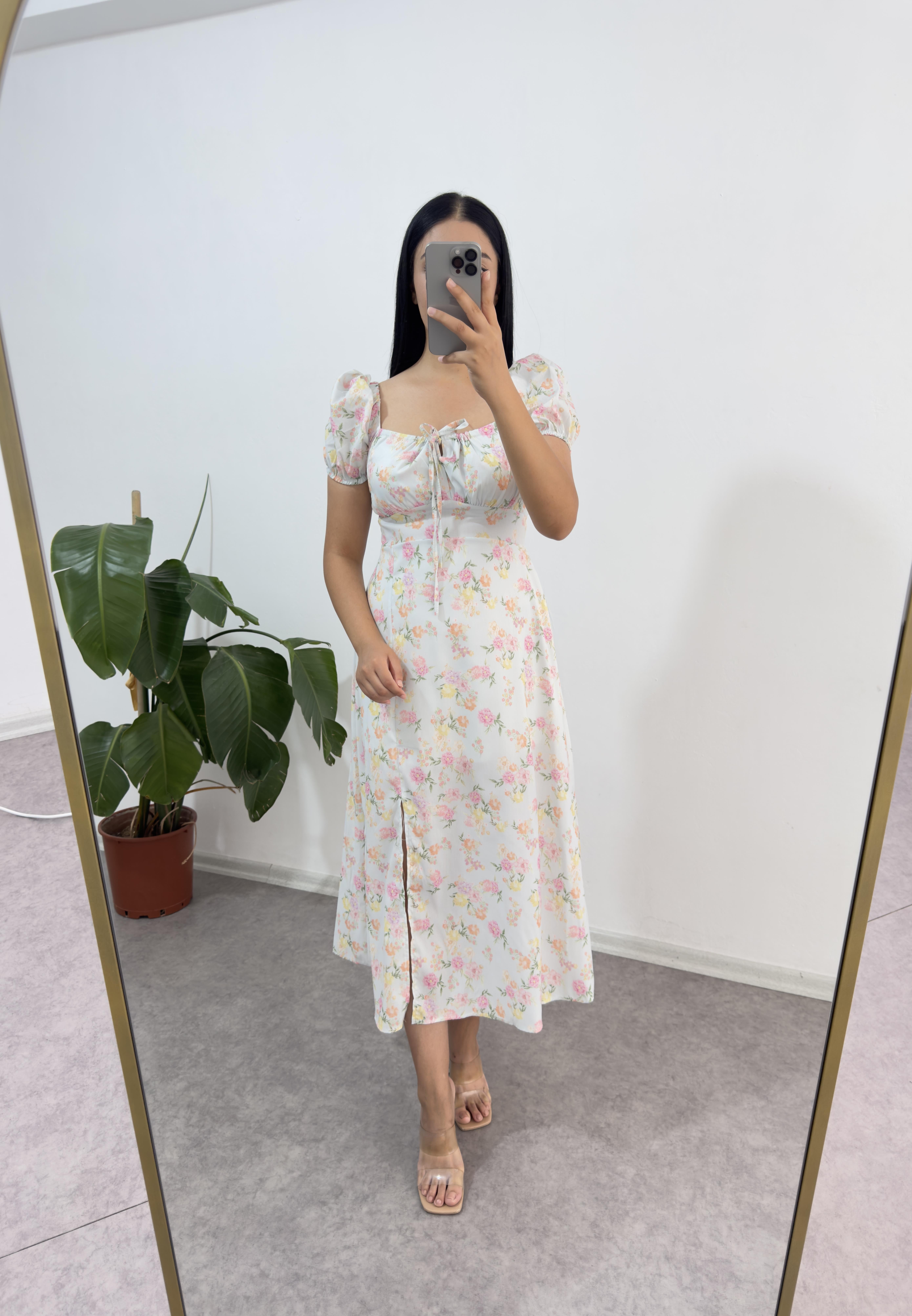 Nyb Çiçekli Yeşil Elbise