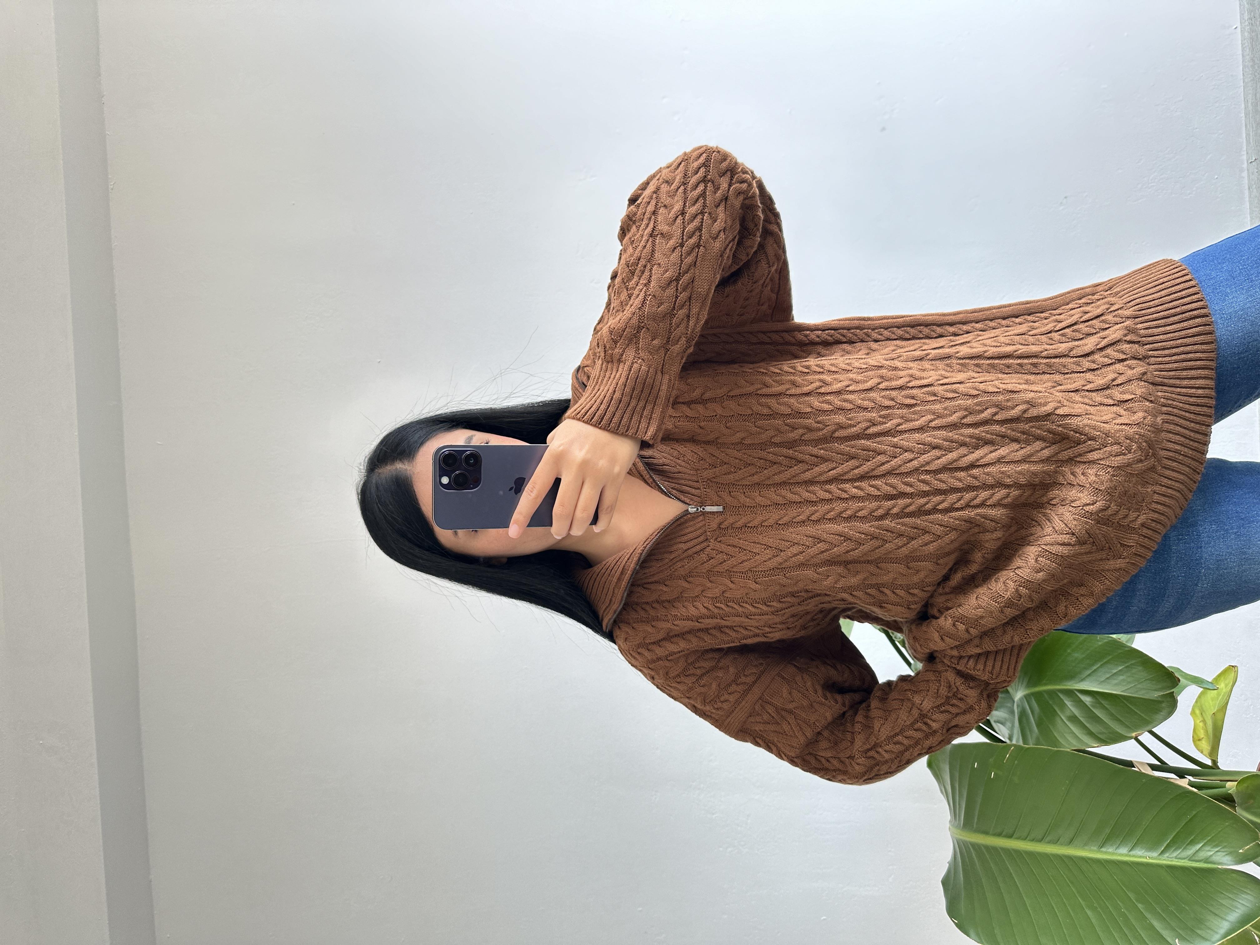 Örgü triko kahve rengi kazak