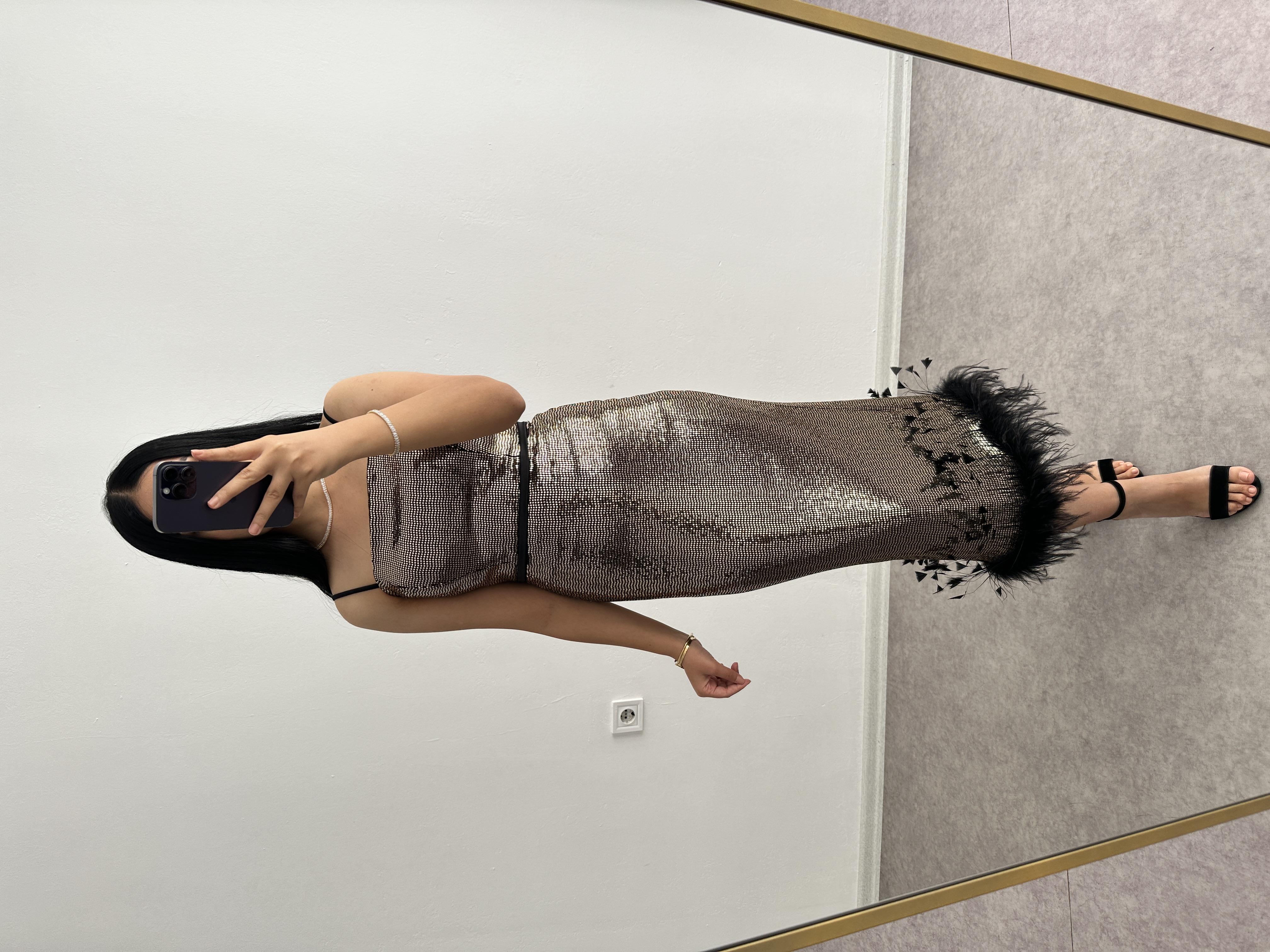 Paletli abiye tüy detaylı